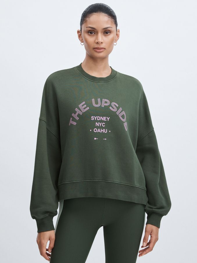 The Upside Organic-Cotton Crew-Neck Sweatshirt in Green (AN3282) | US$111