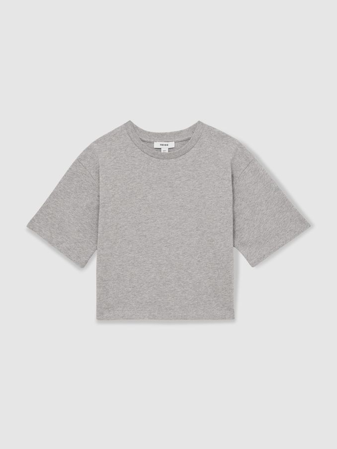 13-14 yrs Oversized Cotton Crew-Neck T-Shirt in Grey Marl (AN3283) | €25