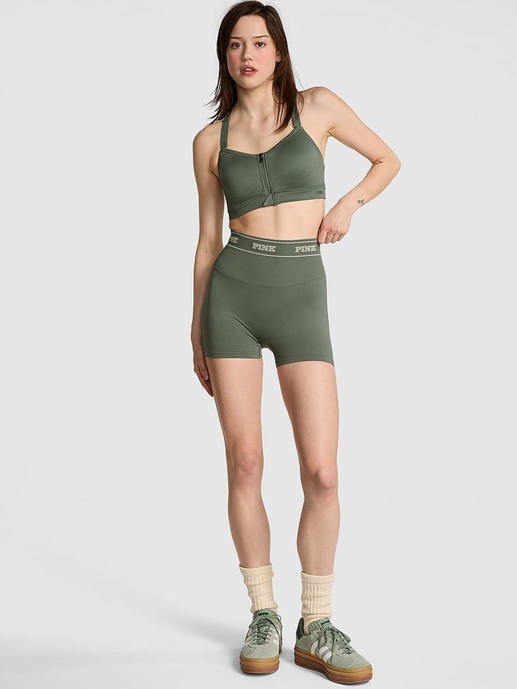 Faded Sage Green Seamless Logo Shorts (AN3553) | €29