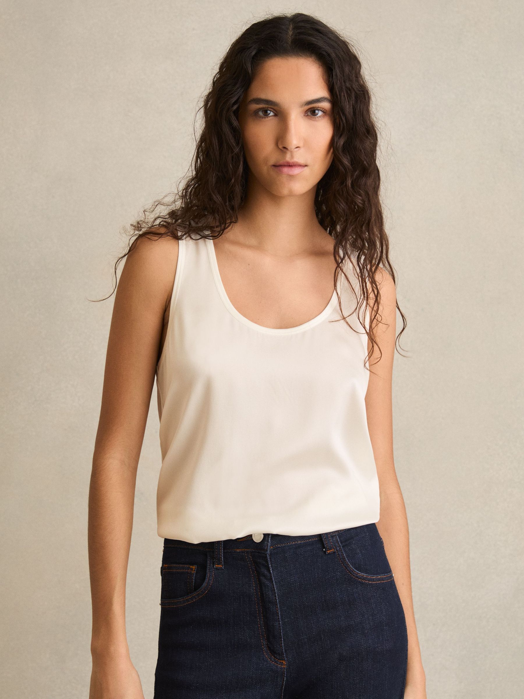 Silk-Front Cami Top in White (AN3988) | €125
