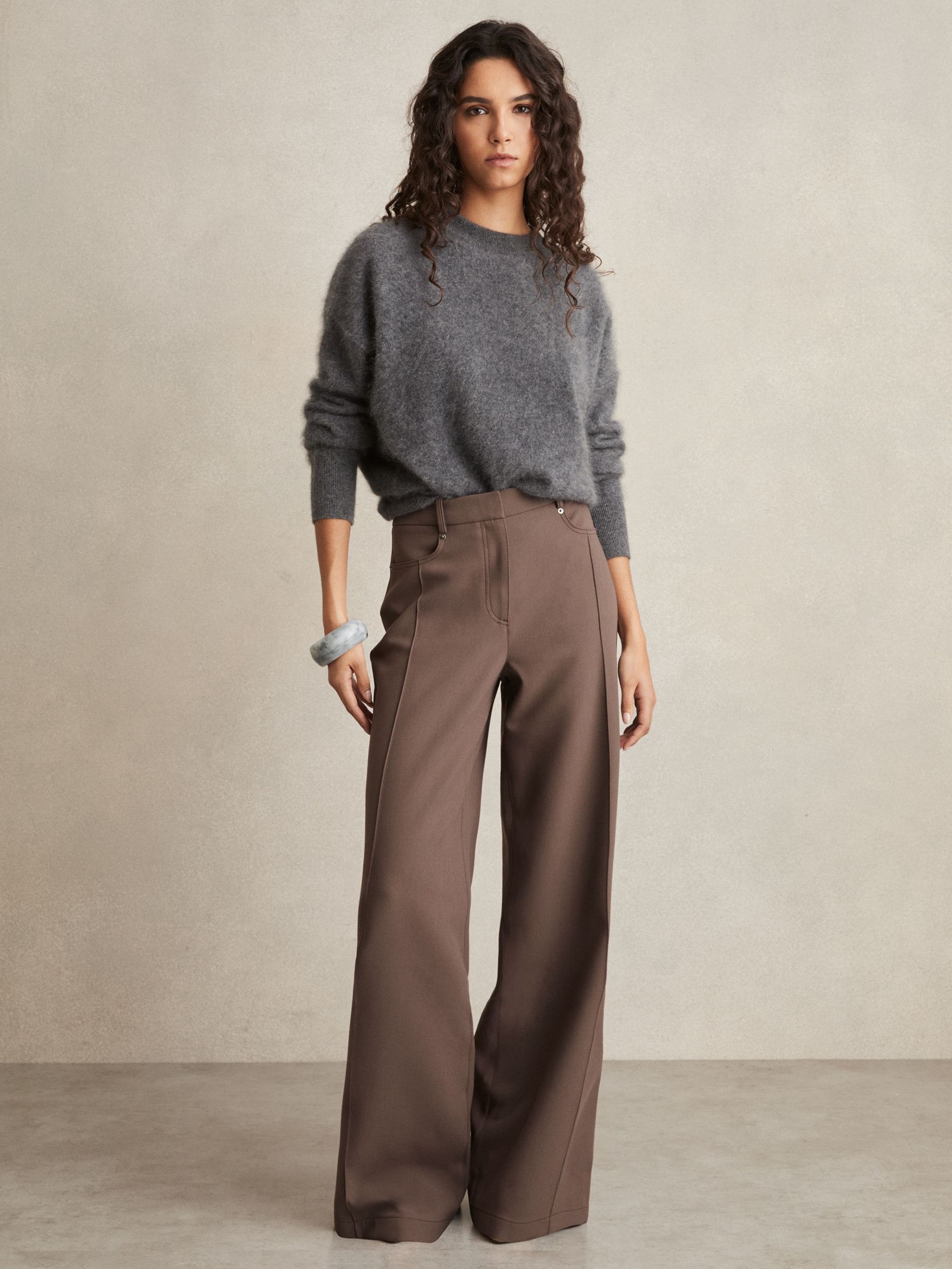 Petite Palazzo Tailored Trousers in Mink Neutral (AN3996) | €195