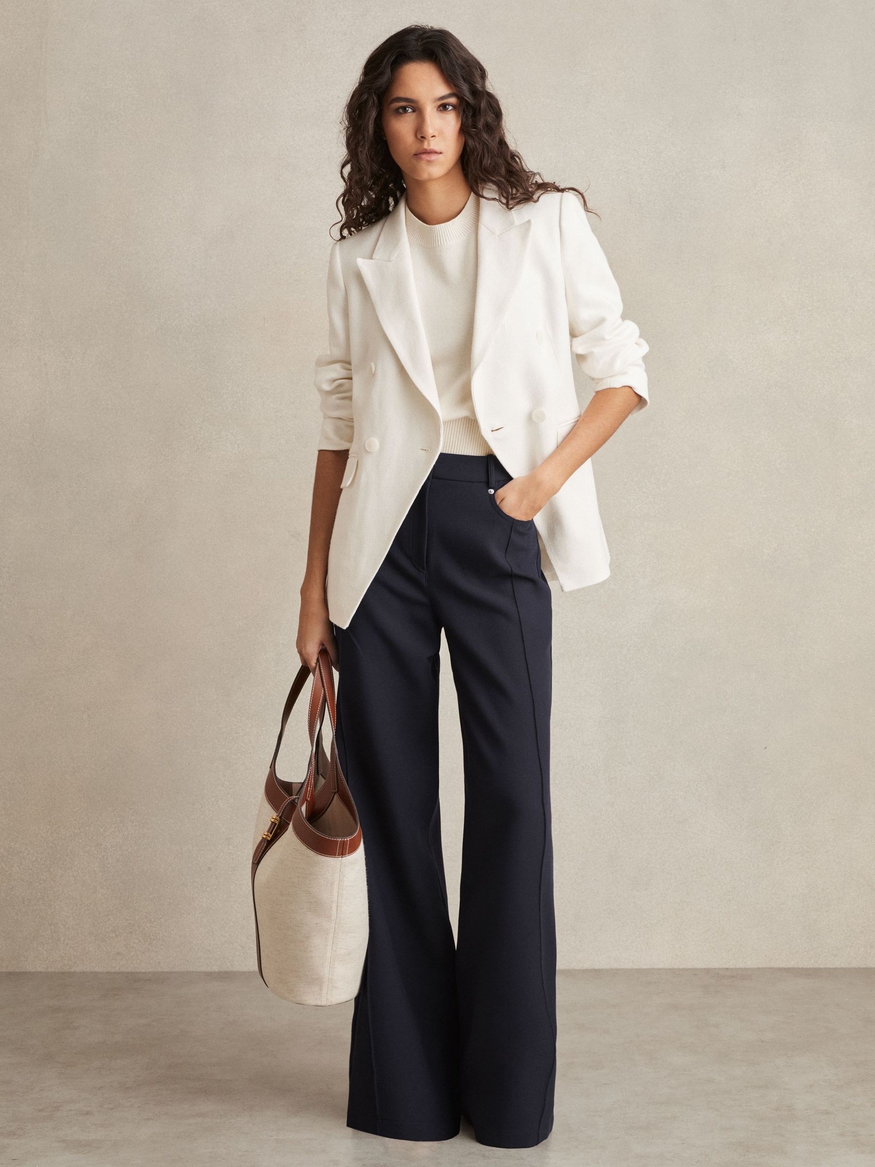 Petite Palazzo Tailored Trousers in Navy (AN4005) | €195