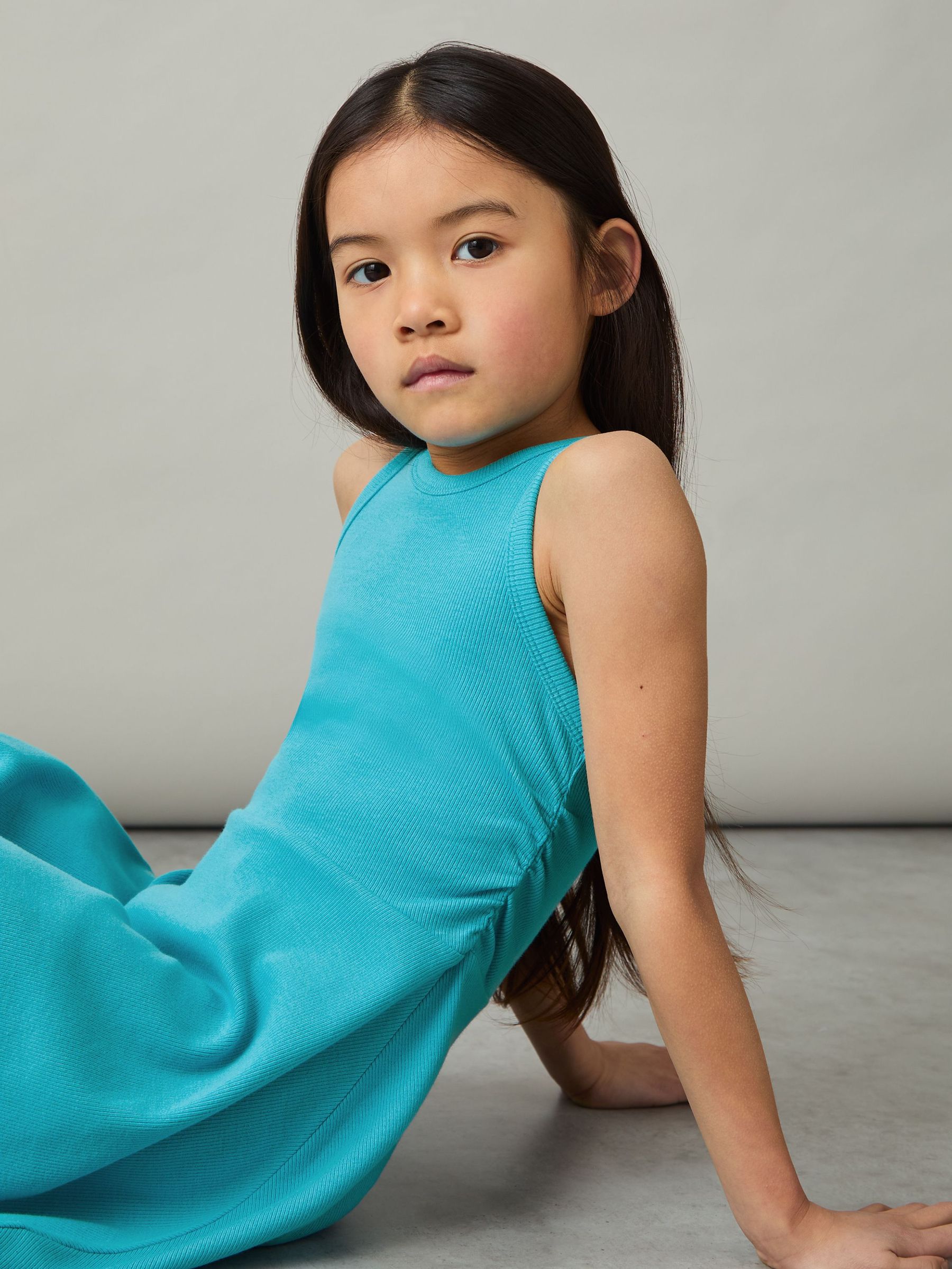 Jersey Ruched Skater Dress in Teal (AN4012) | $50