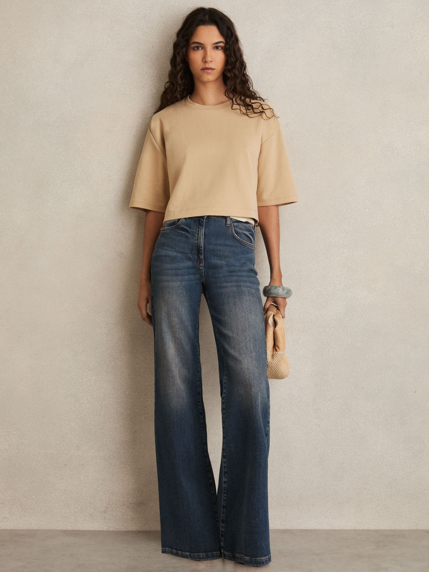 Stretch-Cotton Cropped T-Shirt in Sand (AN4018) | €55