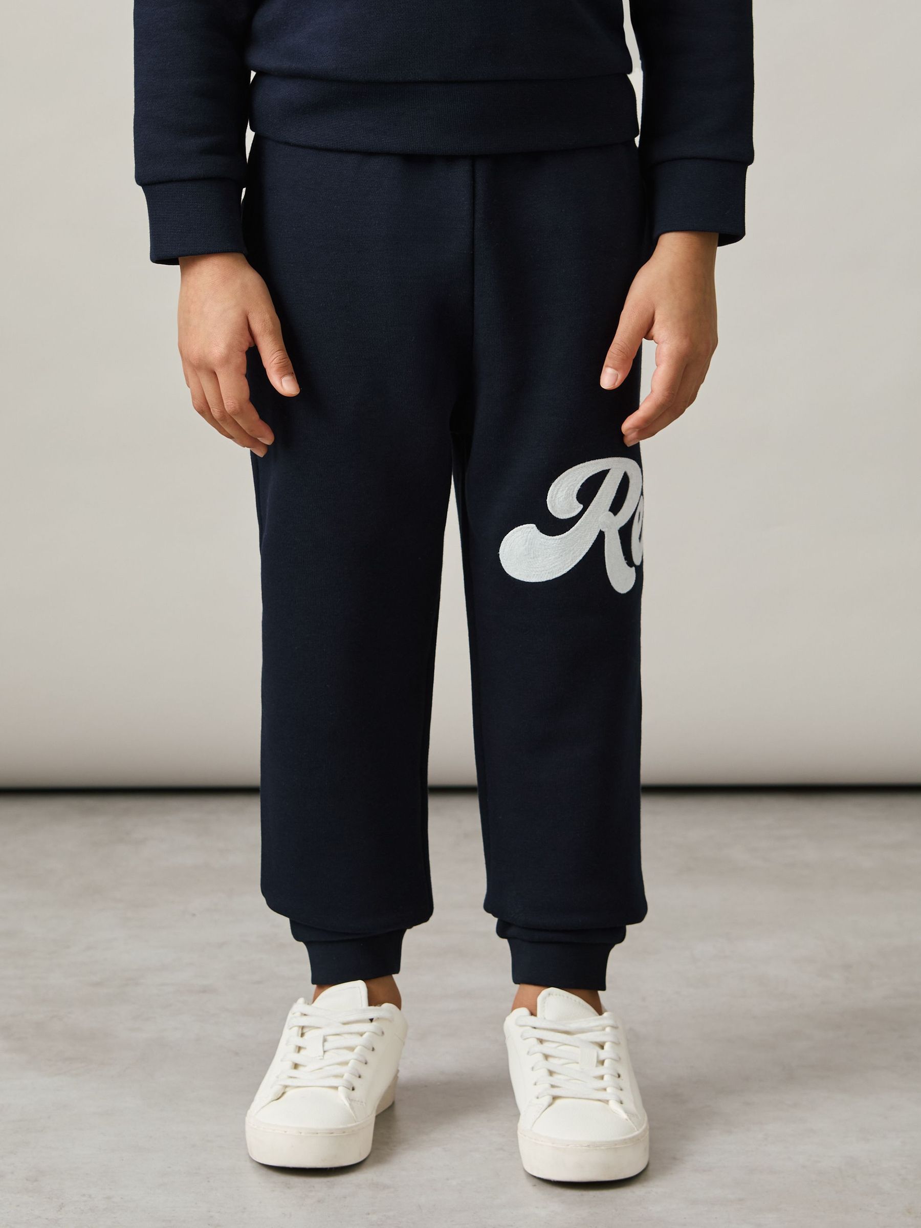 9-13 yrs Cotton-Blend Logo Script Joggers in Navy (AN4936) | US$60