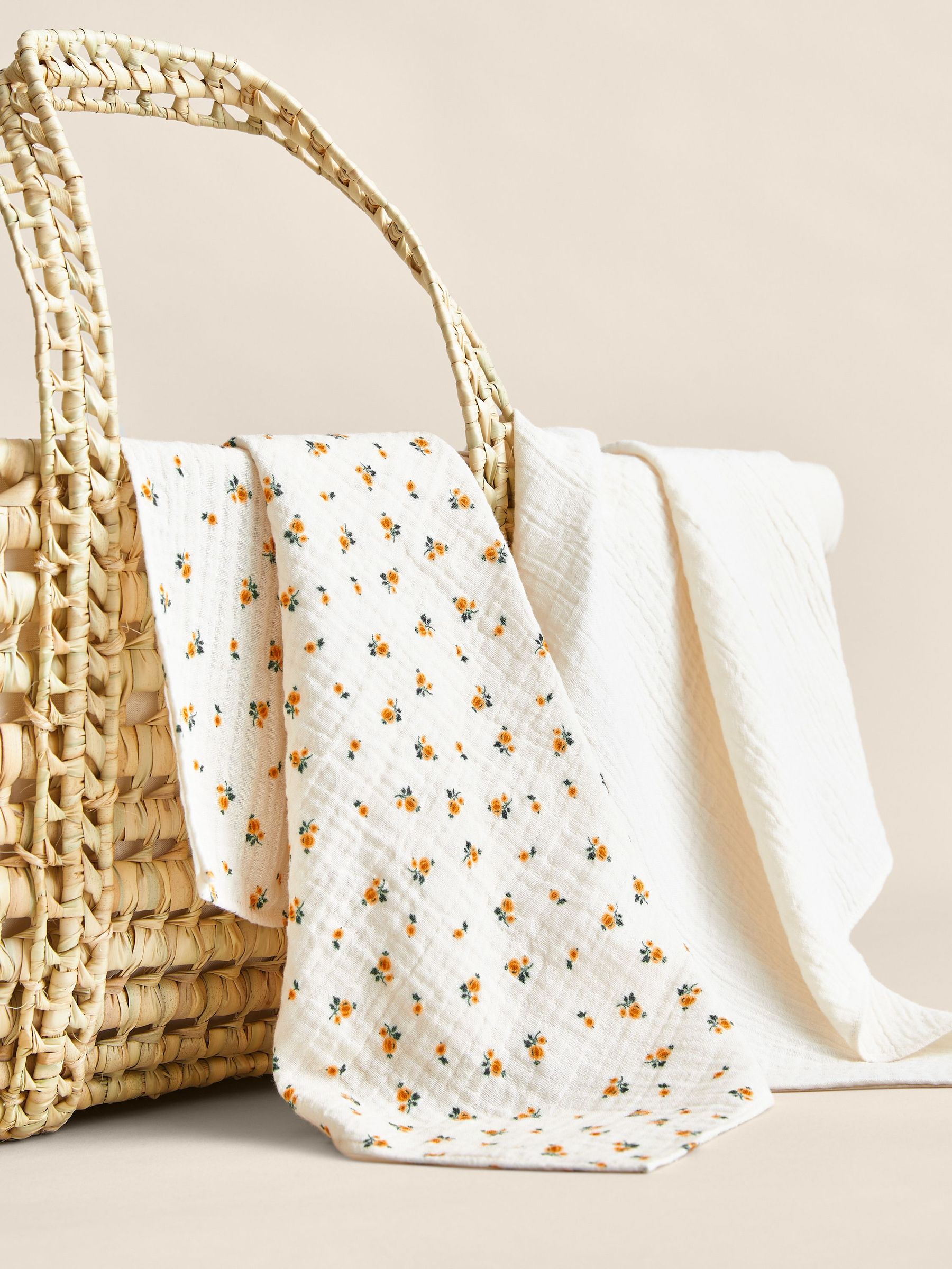 4 Pack Cotton Floral Mix Muslins in Lemon (AN4939) | US$50