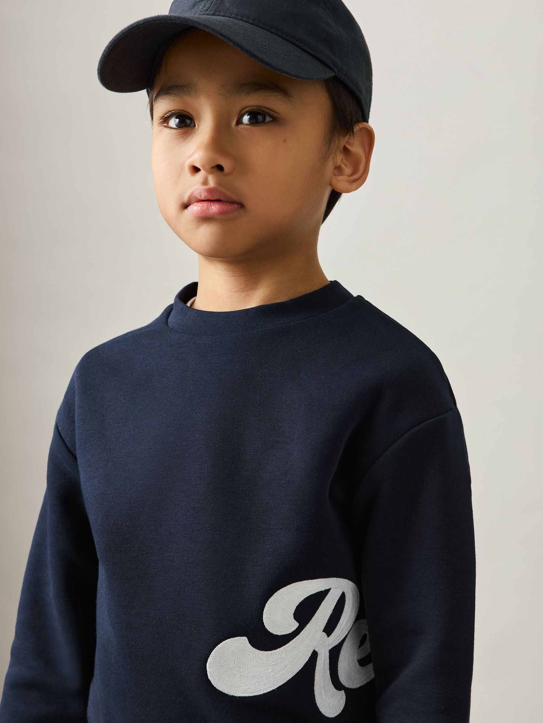 9-13 yrs Cotton-Blend Logo Script Sweatshirt in Navy (AN4944) | €55