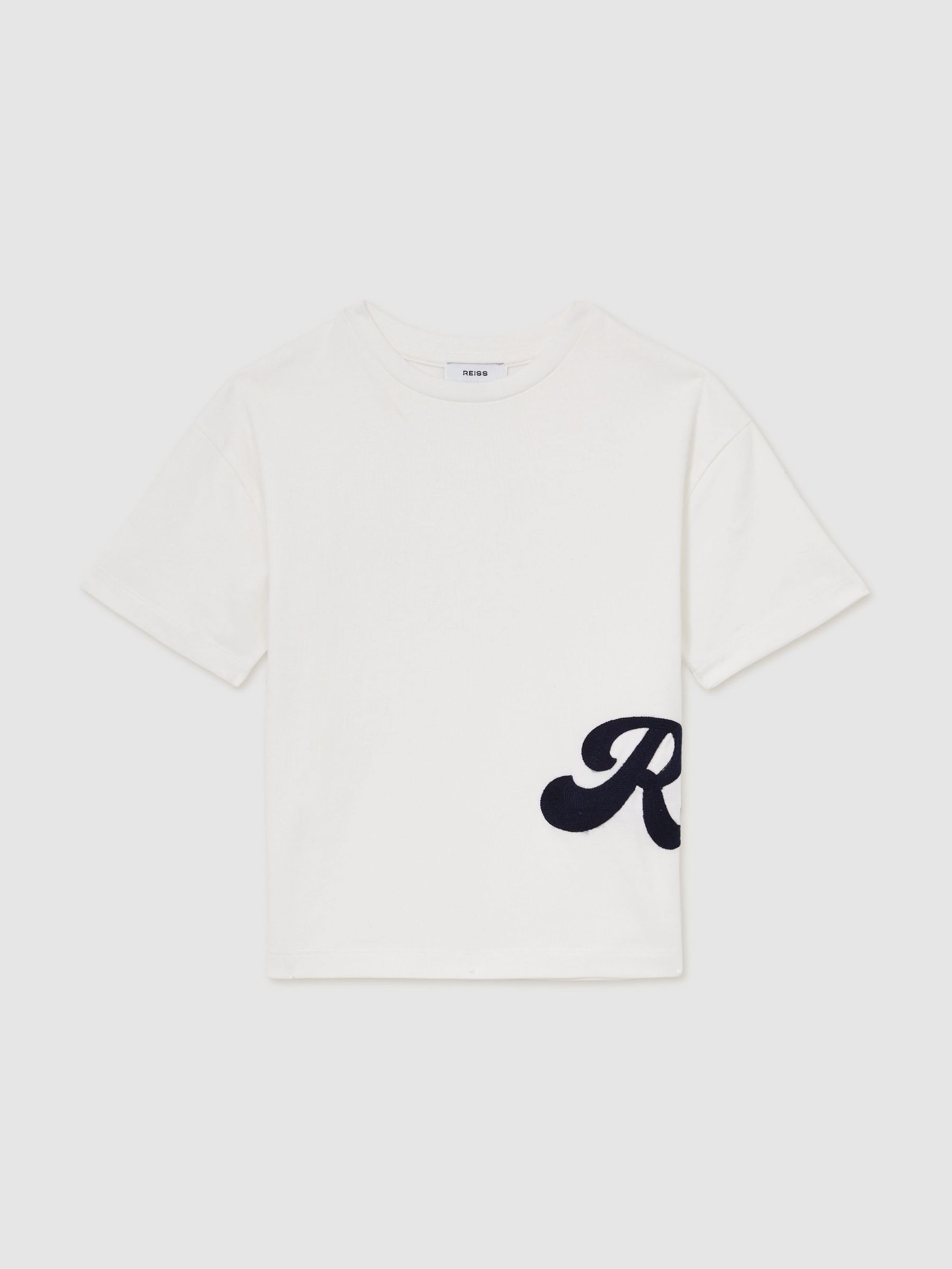 9-12 yrs Cotton Script-Logo Oversized T-Shirt in White (AN4946) | €35