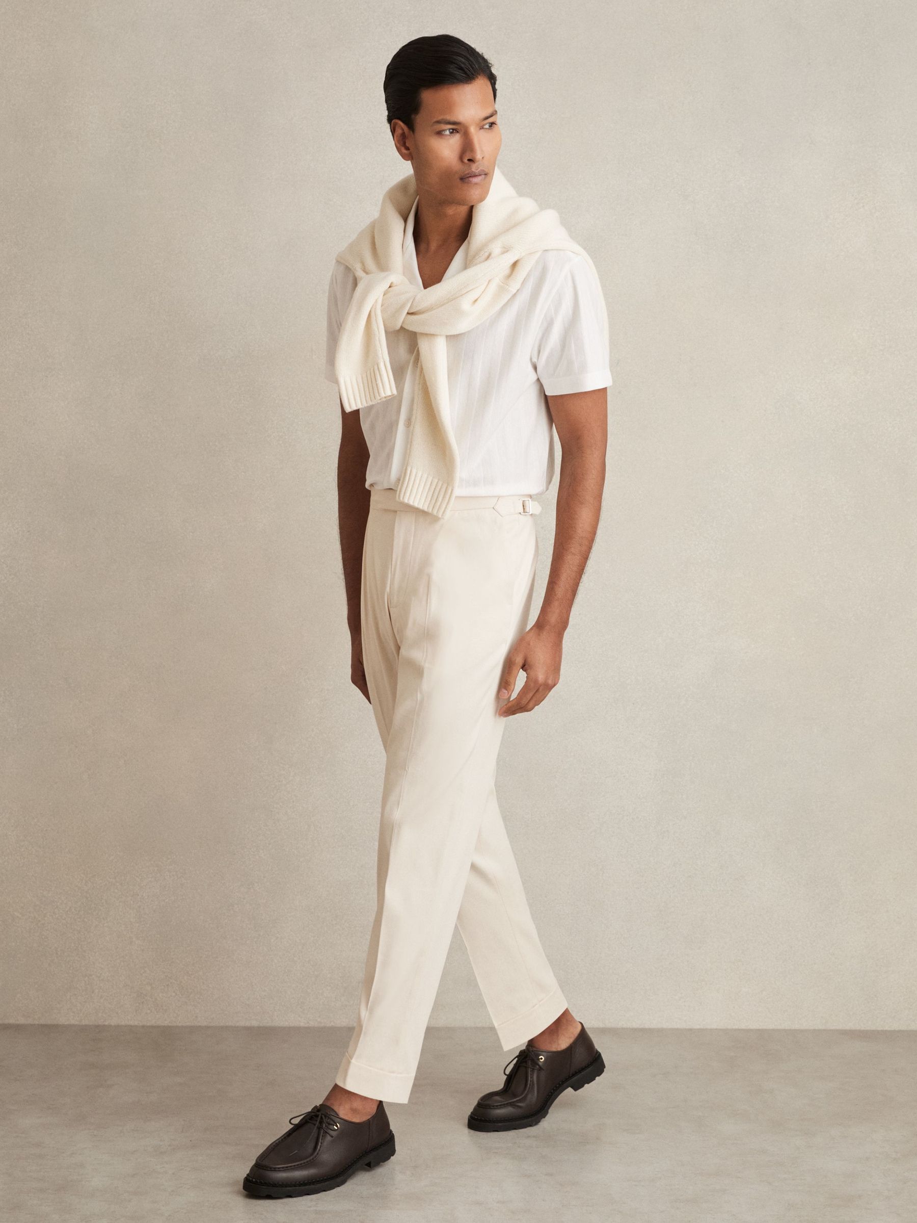 Cotton-Blend Tapered Trousers in Stone (AN4956) | €195