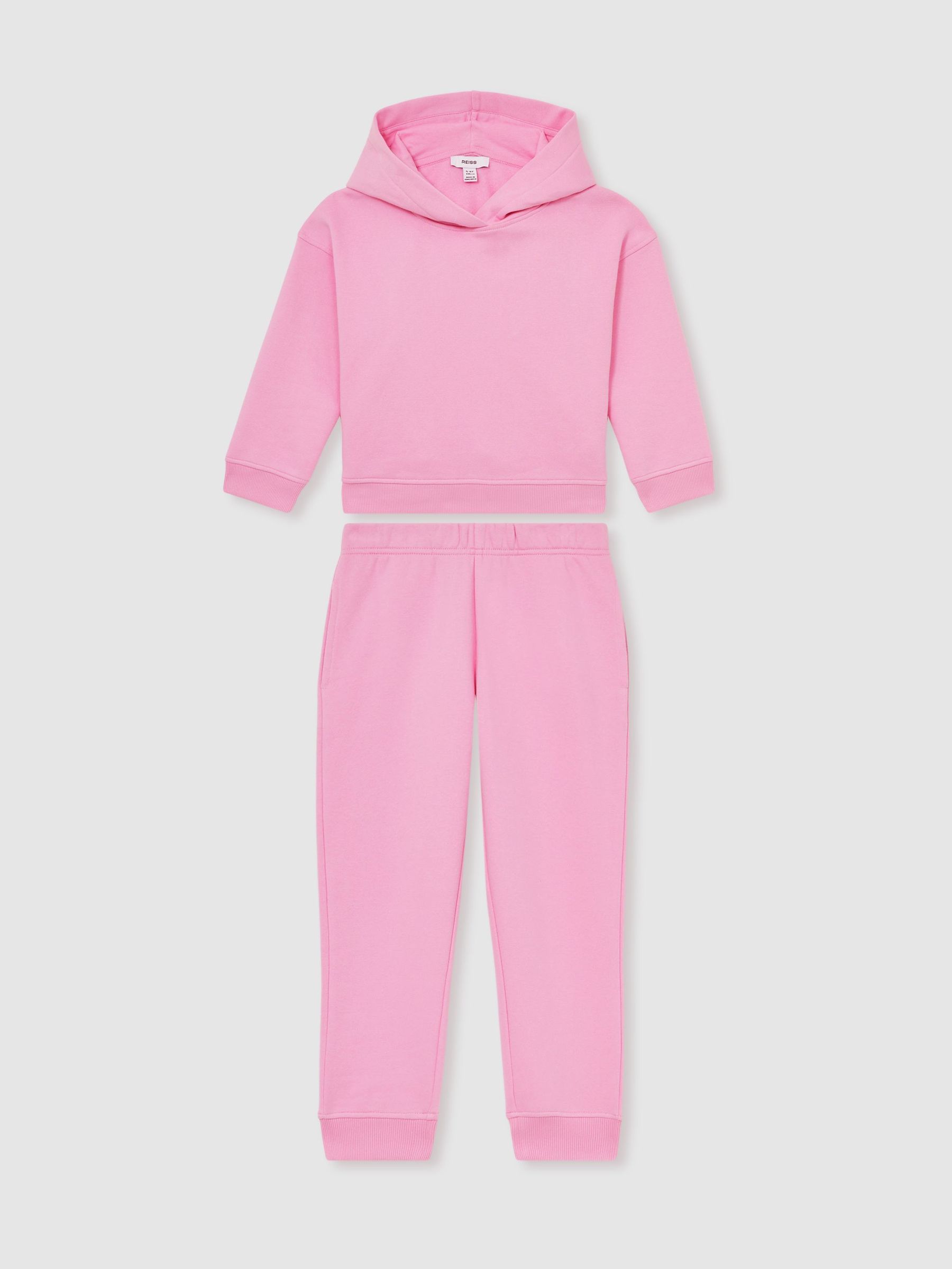 Cotton-Blend Hoodie And Joggers Set in Bright Pink (AN4958) | US$65