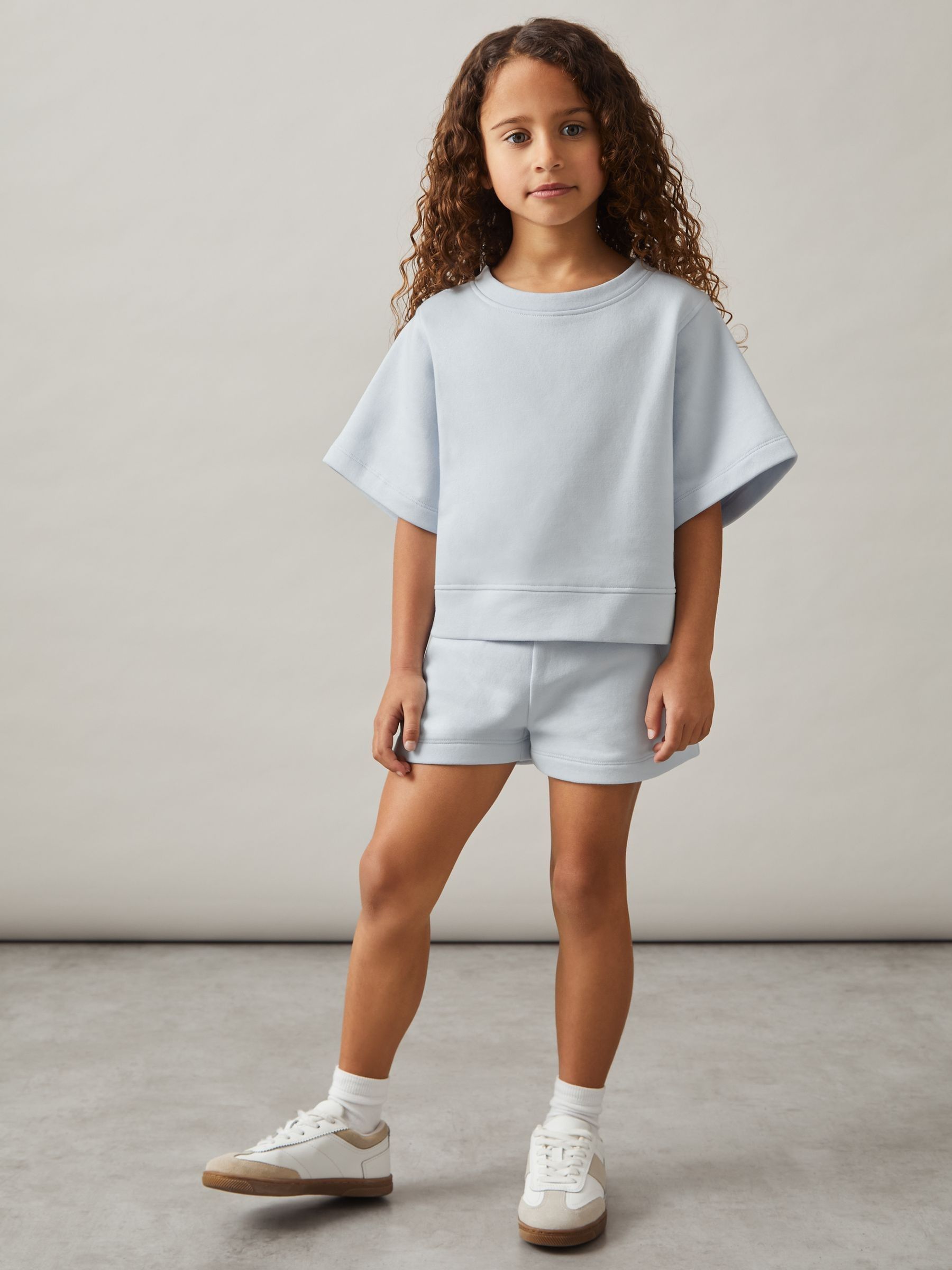Cotton-Blend Sweatshirt And Shorts Set in Blue (AN4959) | €40