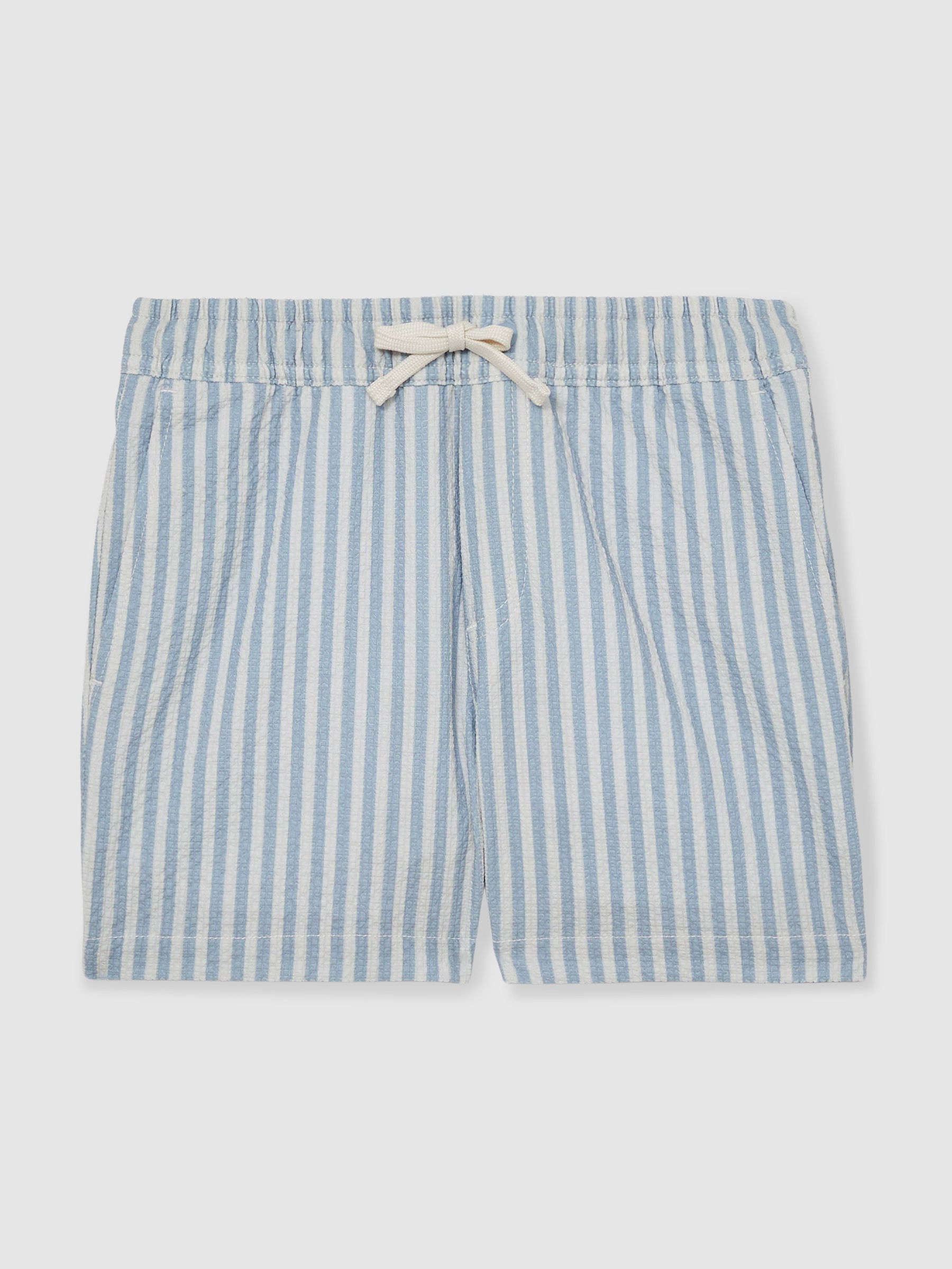 13-14 yrs Seersucker Striped Swim Shorts in Soft Blue/White (AN4961) | US$50