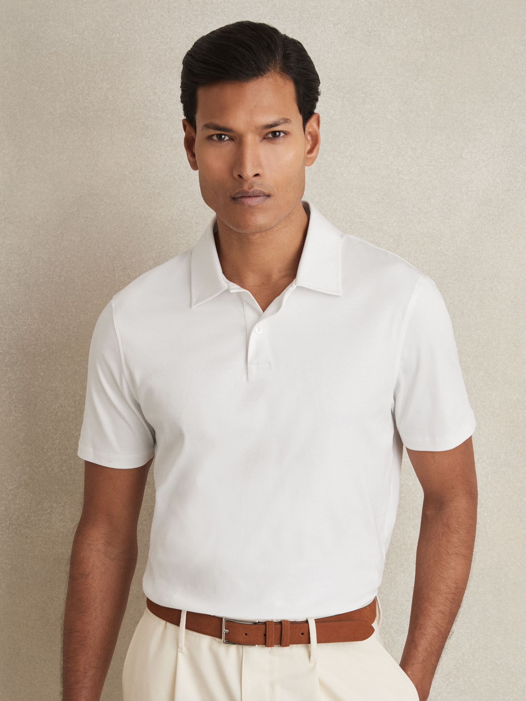 Cotton Short-Sleeve Polo Shirt in White (AN4963) | €95