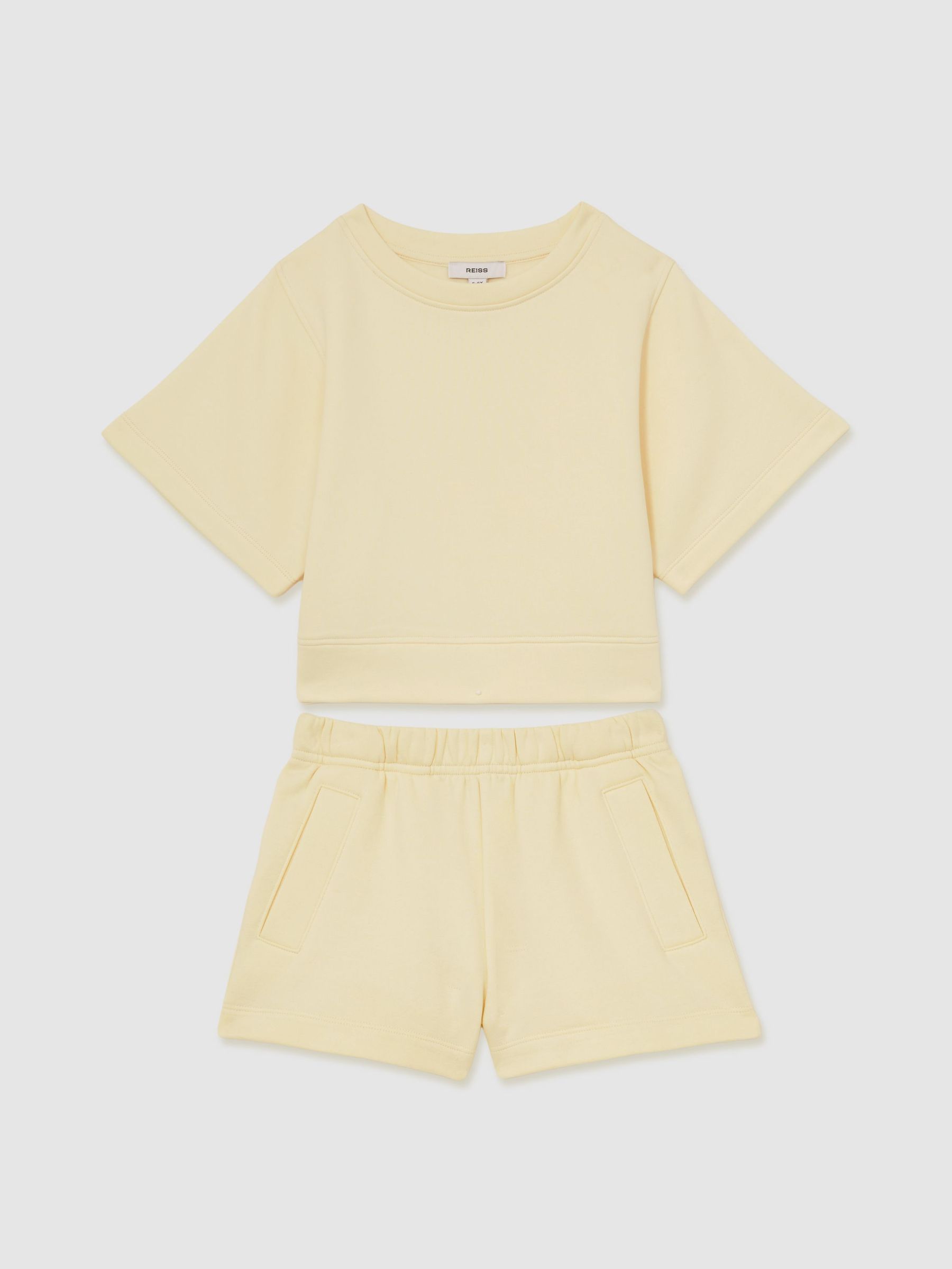 Cotton-Blend Sweatshirt And Shorts Set in Lemon (AN4965) | €50