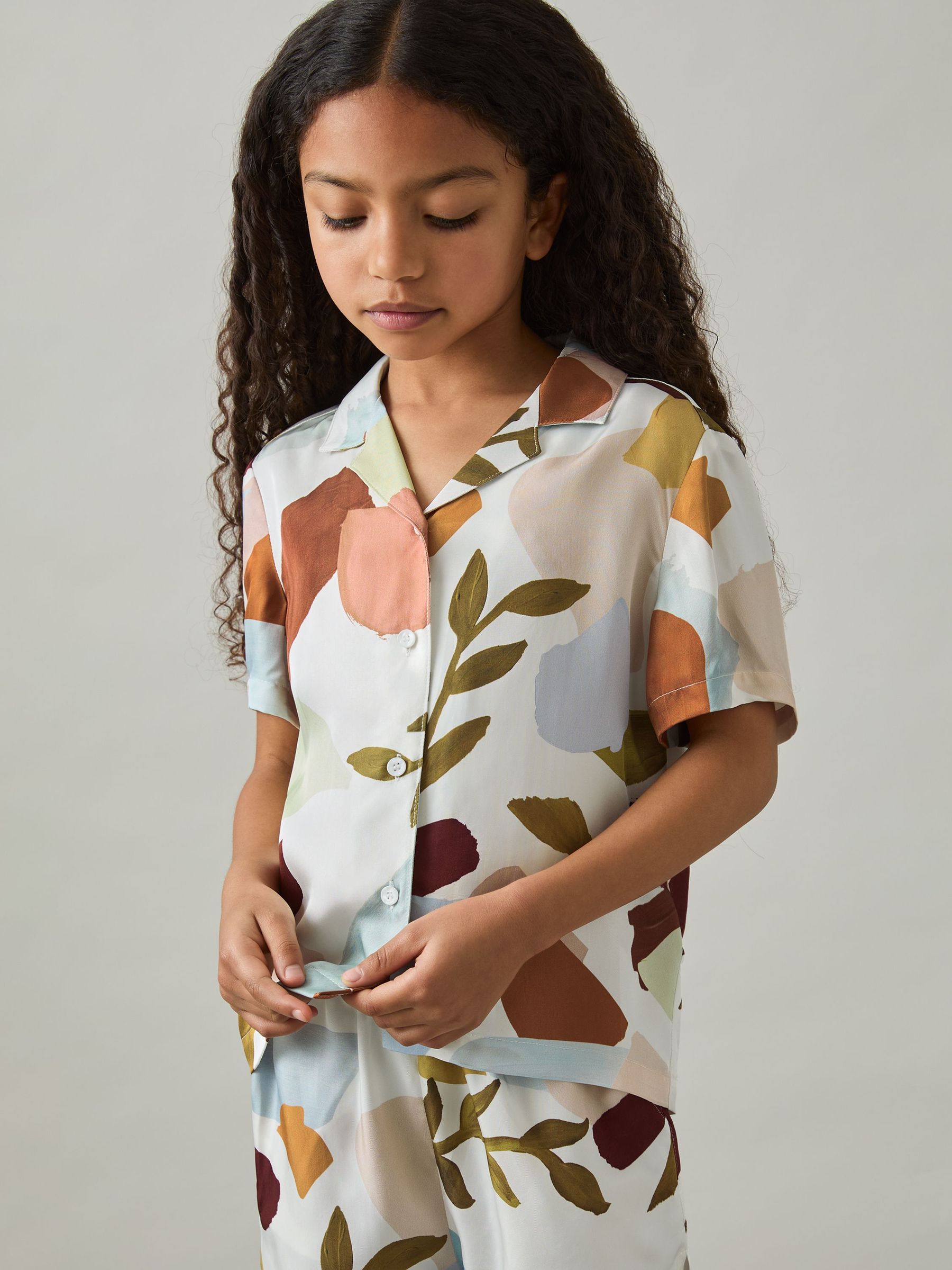 9-13 yrs Printed Cuban Collar Shirt in Multi (AN4997) | US$70