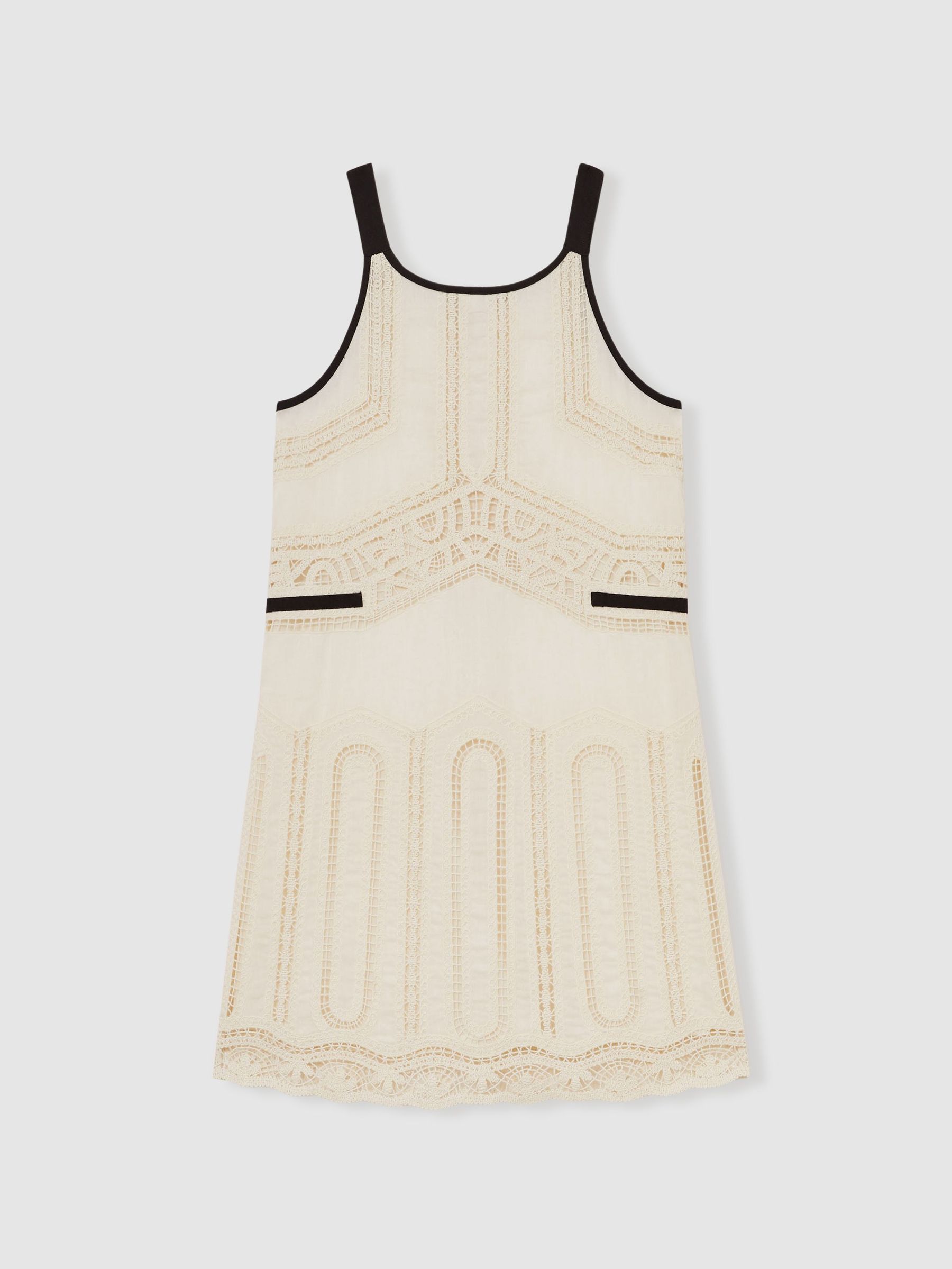 Cotton Contrast-Trim Lace Dress in Ivory (AN5554) | €120