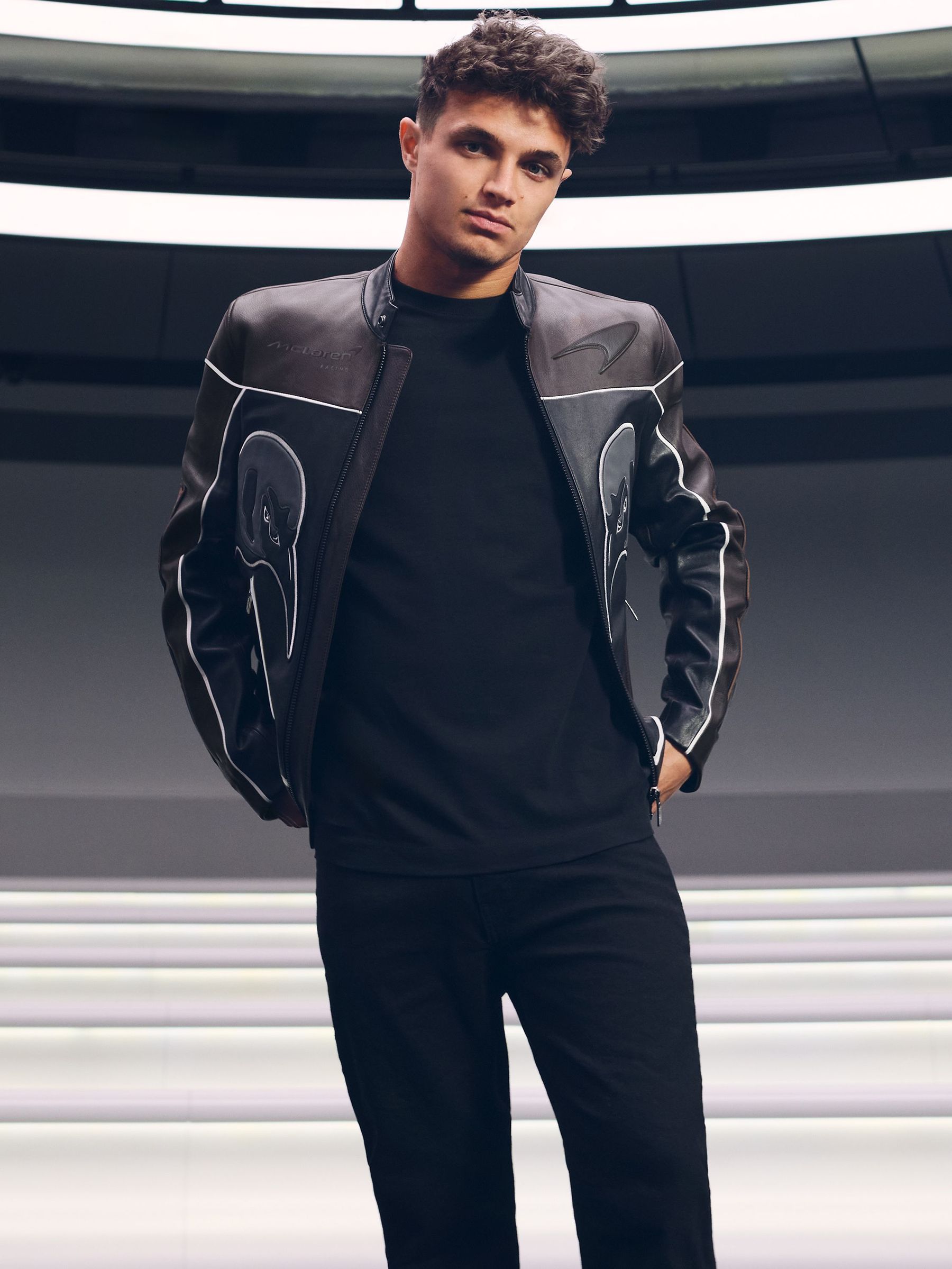 McLaren F1 Team Leather Biker Jacket in Black (AN5795) | US$2,420