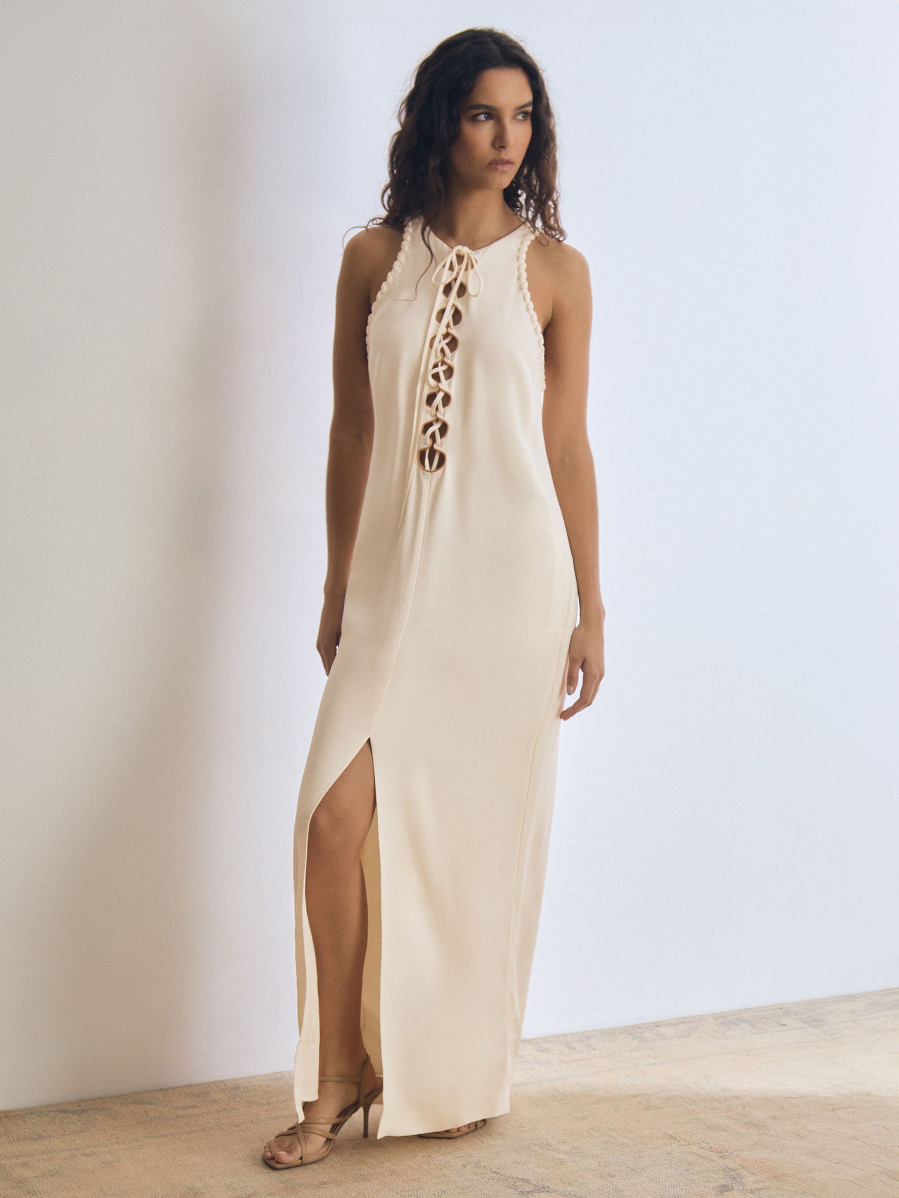 Atelier Satin-Crepe Cut-Out Maxi Dress in Cream (AN6310) | €745