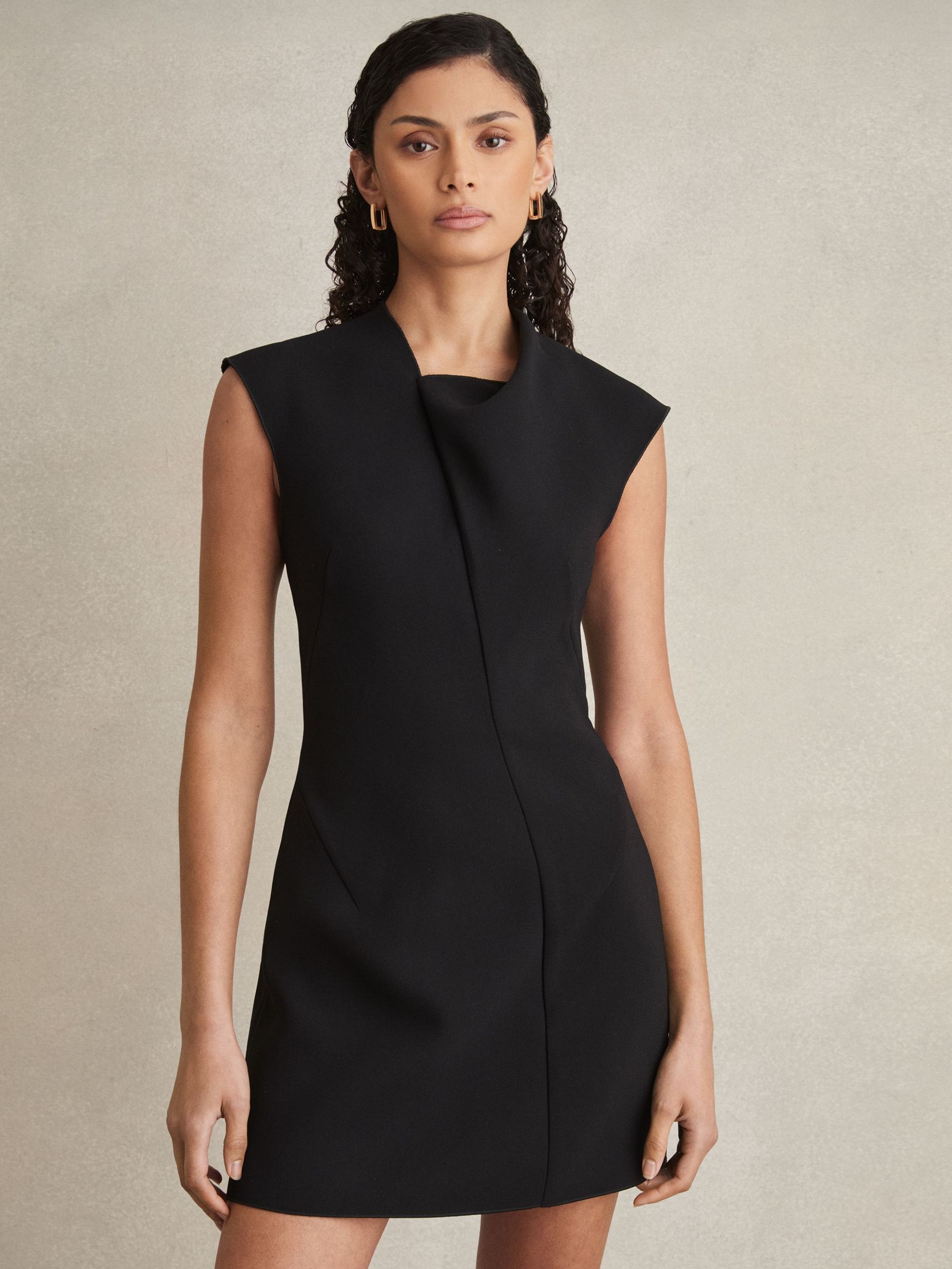 Acler Crepe Draped-Neck Mini Dress in Black (AP0248) | US$695