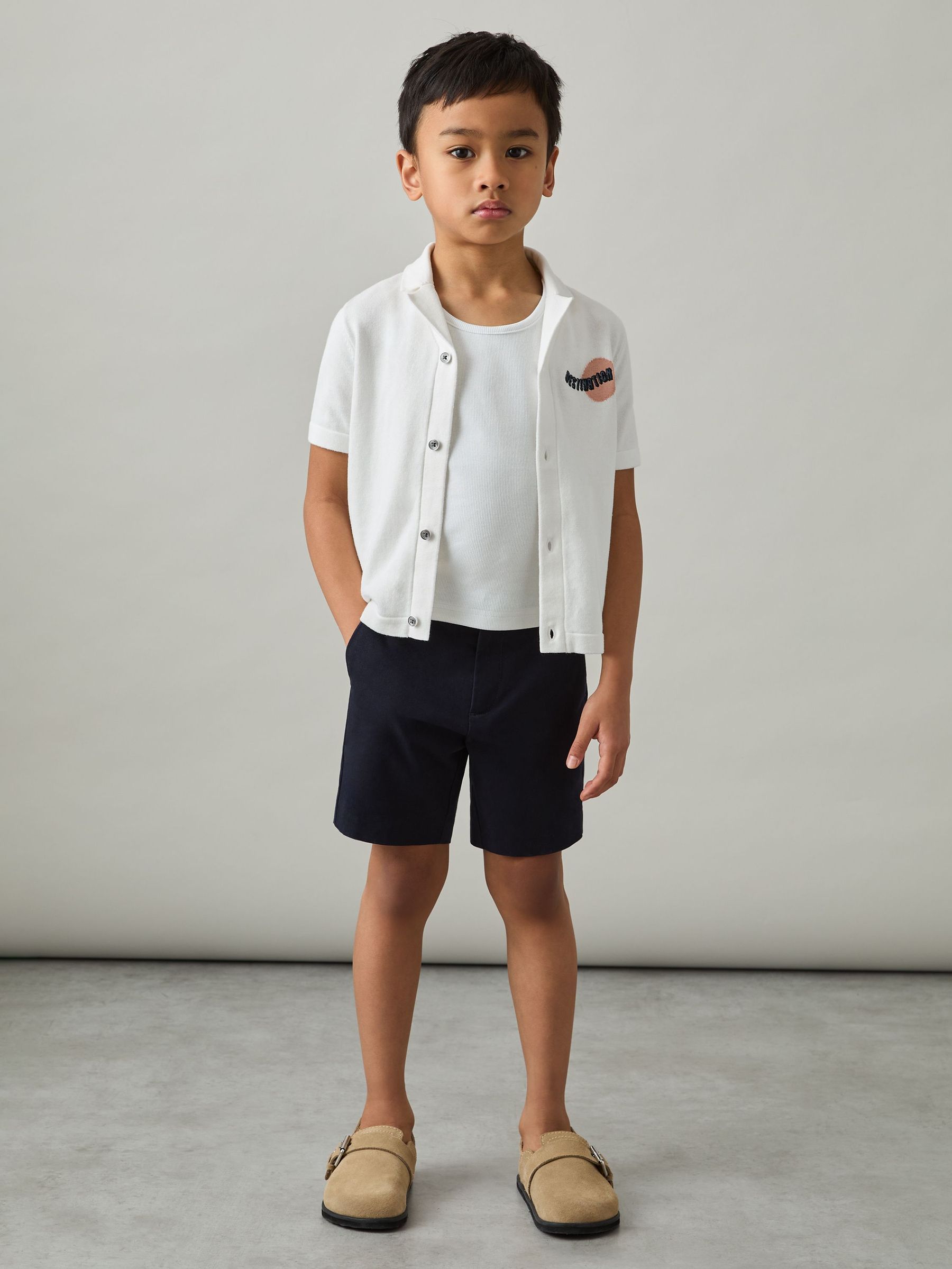 Cotton Destination Embroidery Knit Shirt in Off White (AP0255) | €75
