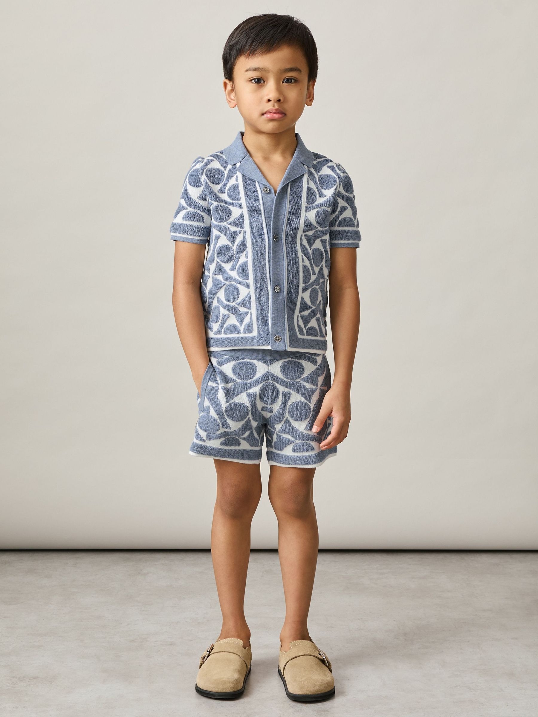 3-9 yrs Abstract-Pattern Towelling Shirt in Soft Blue/White (AP0256) | US$70