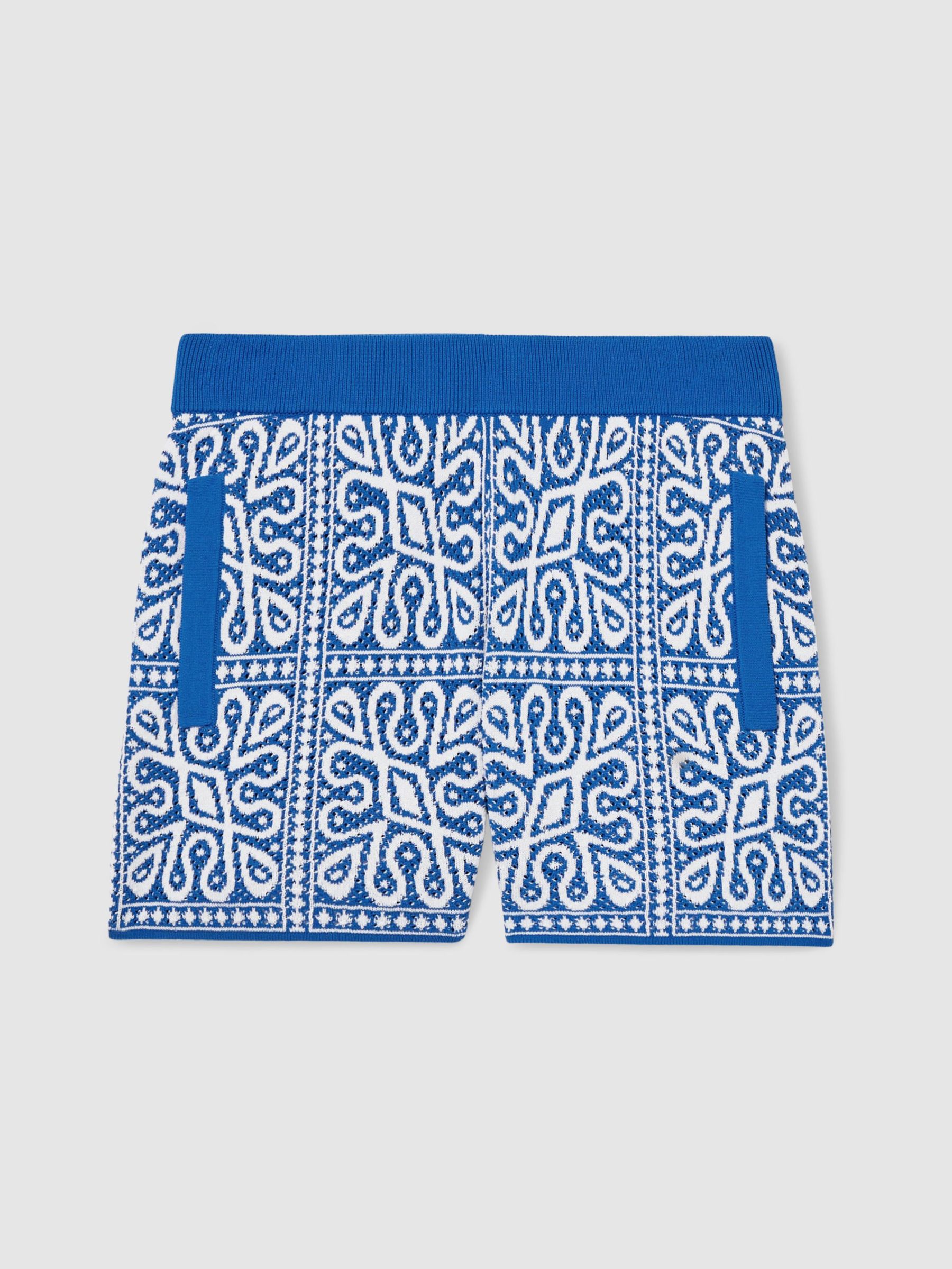 13-14 yrs Tile Pattern Knit Shorts in Blue/White (AP0276) | €60