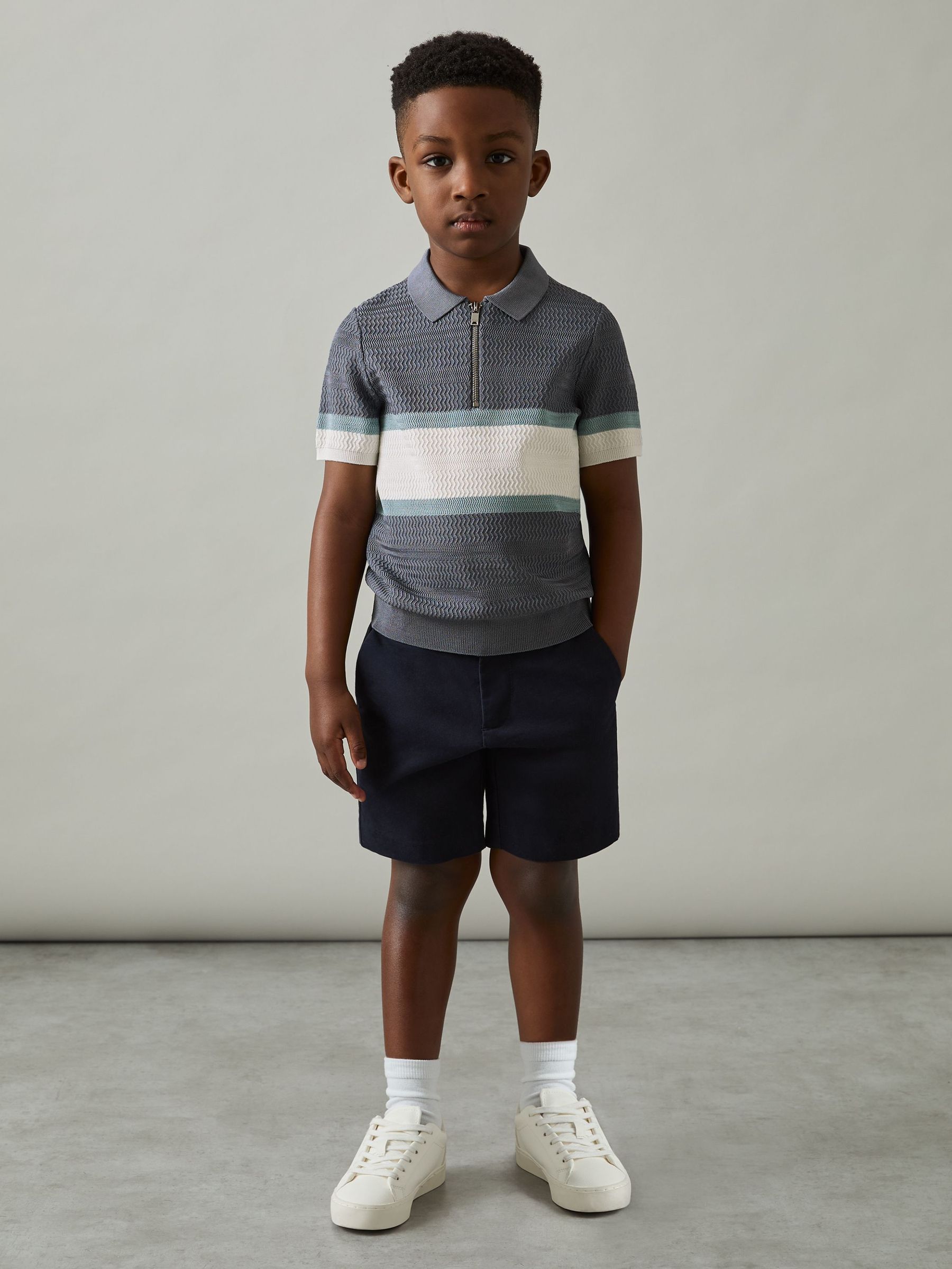 3-9 yrs Textured Colour-Block Polo Shirt in Airforce Blue (AP0299) | 50 €