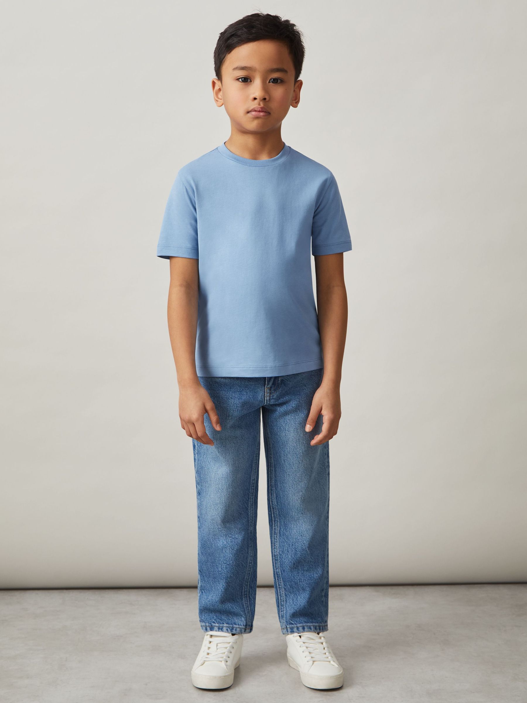 3-9 yrs Cotton Crew-Neck T-Shirt in Dusty Blue (AP0312) | €10