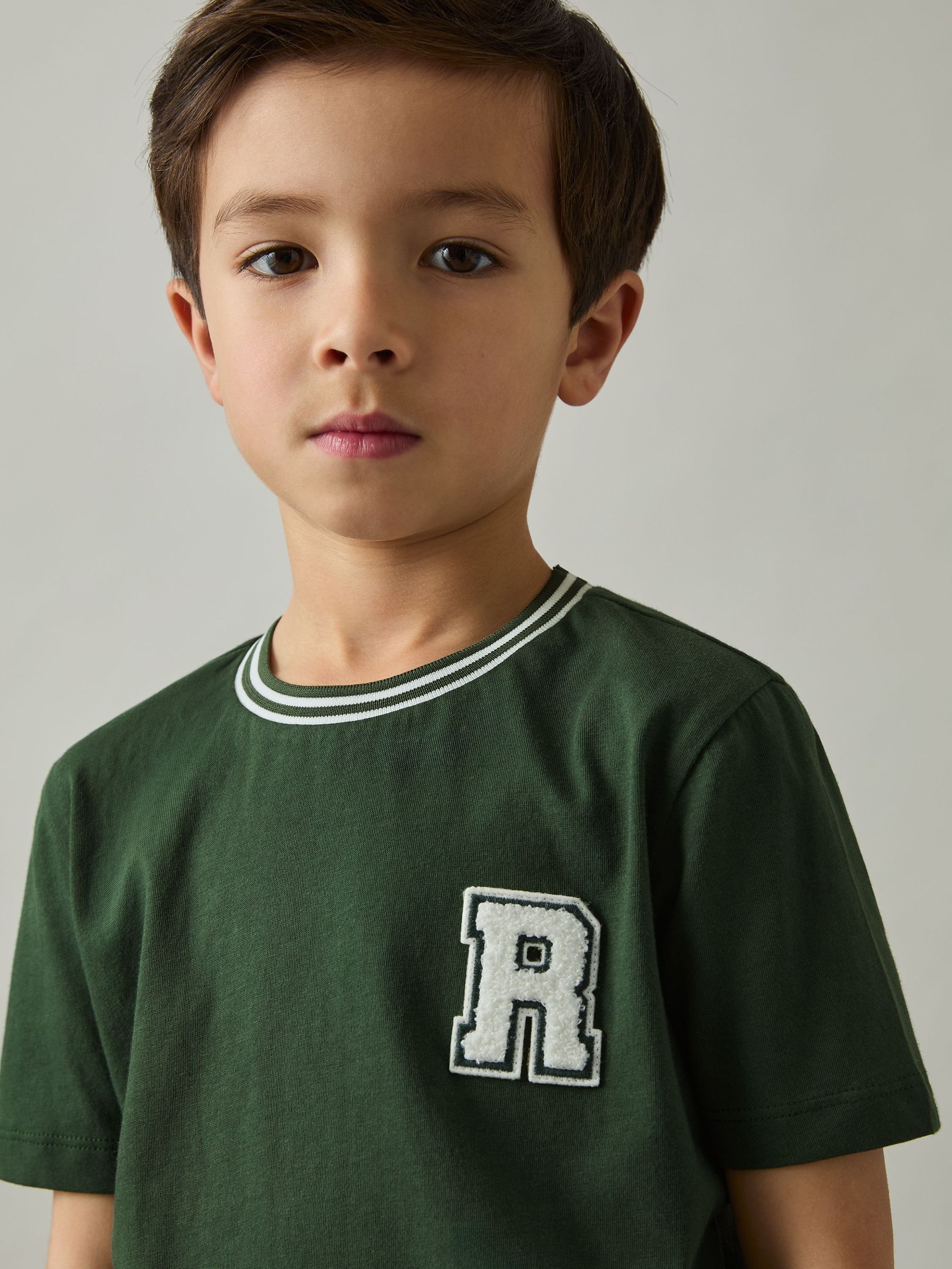 9-13 yrs Cotton Letter-Patch T-Shirt in Green (AP0327) | €25
