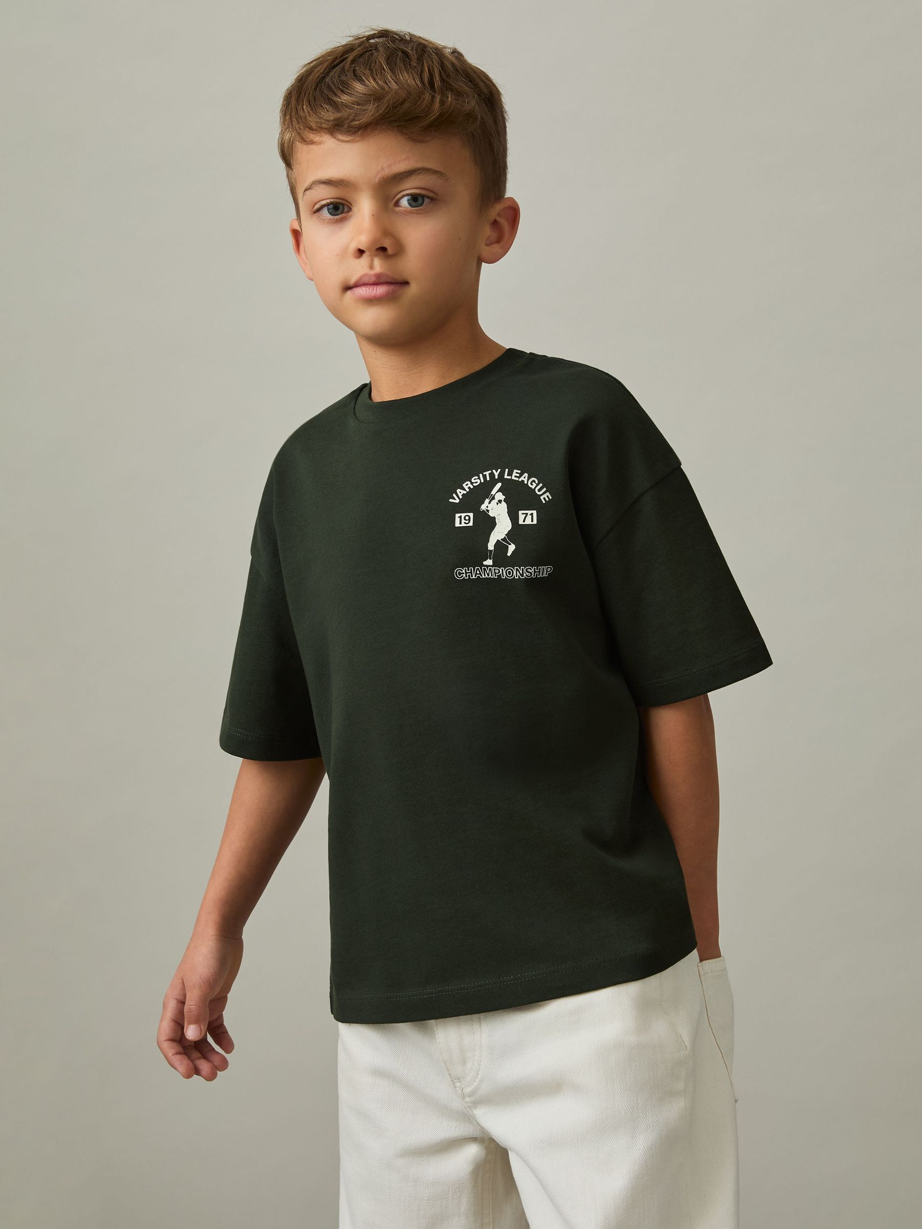 3-9 yrs Varsity League 100% Cotton T-Shirt in Forest Green (AP0332) | €25