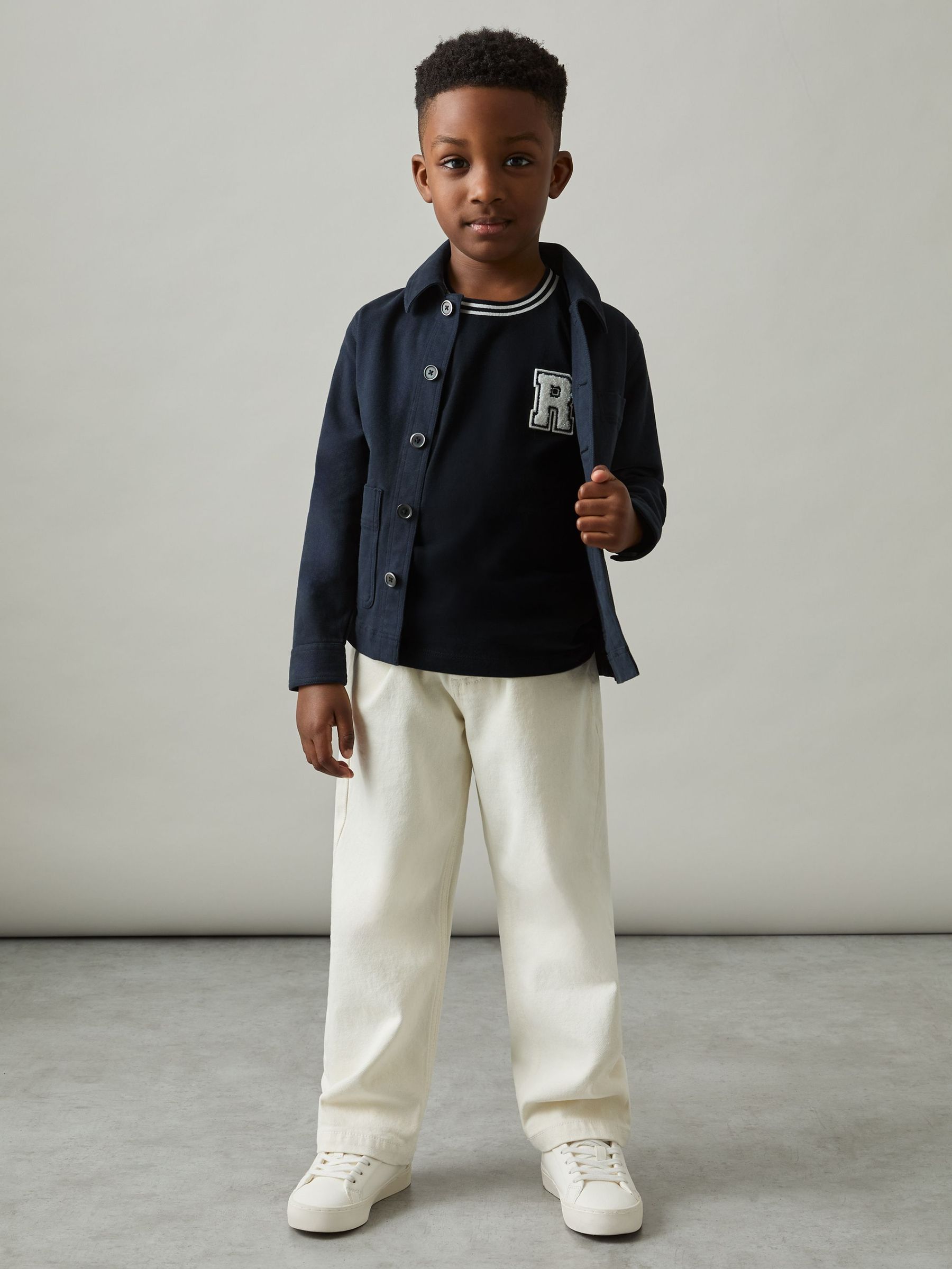 3-9 yrs Cotton Letter-Patch T-Shirt in Navy (AP0333) | €20
