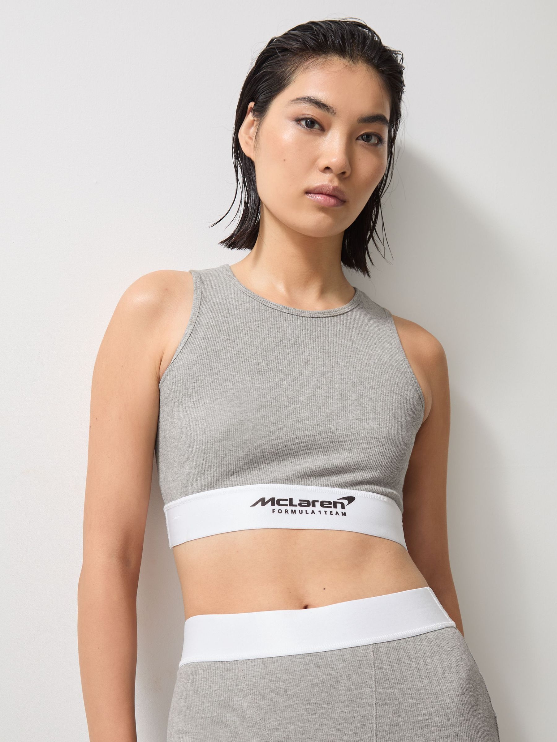 McLaren F1 Team Ribbed Cropped Vest in Grey Melange (AP0337) | €70