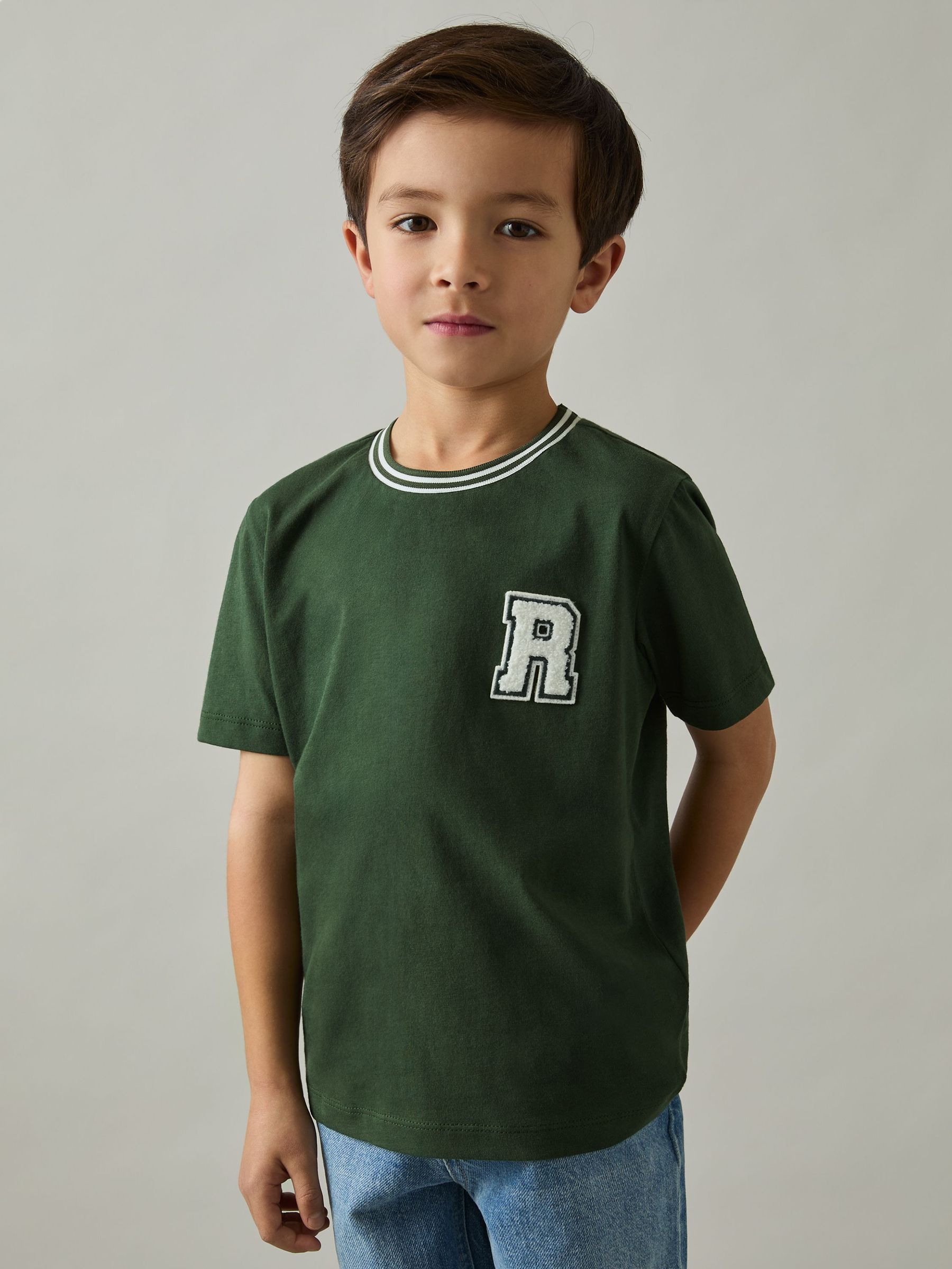 3-9 yrs Cotton Letter-Patch T-Shirt in Green (AP0387) | €20