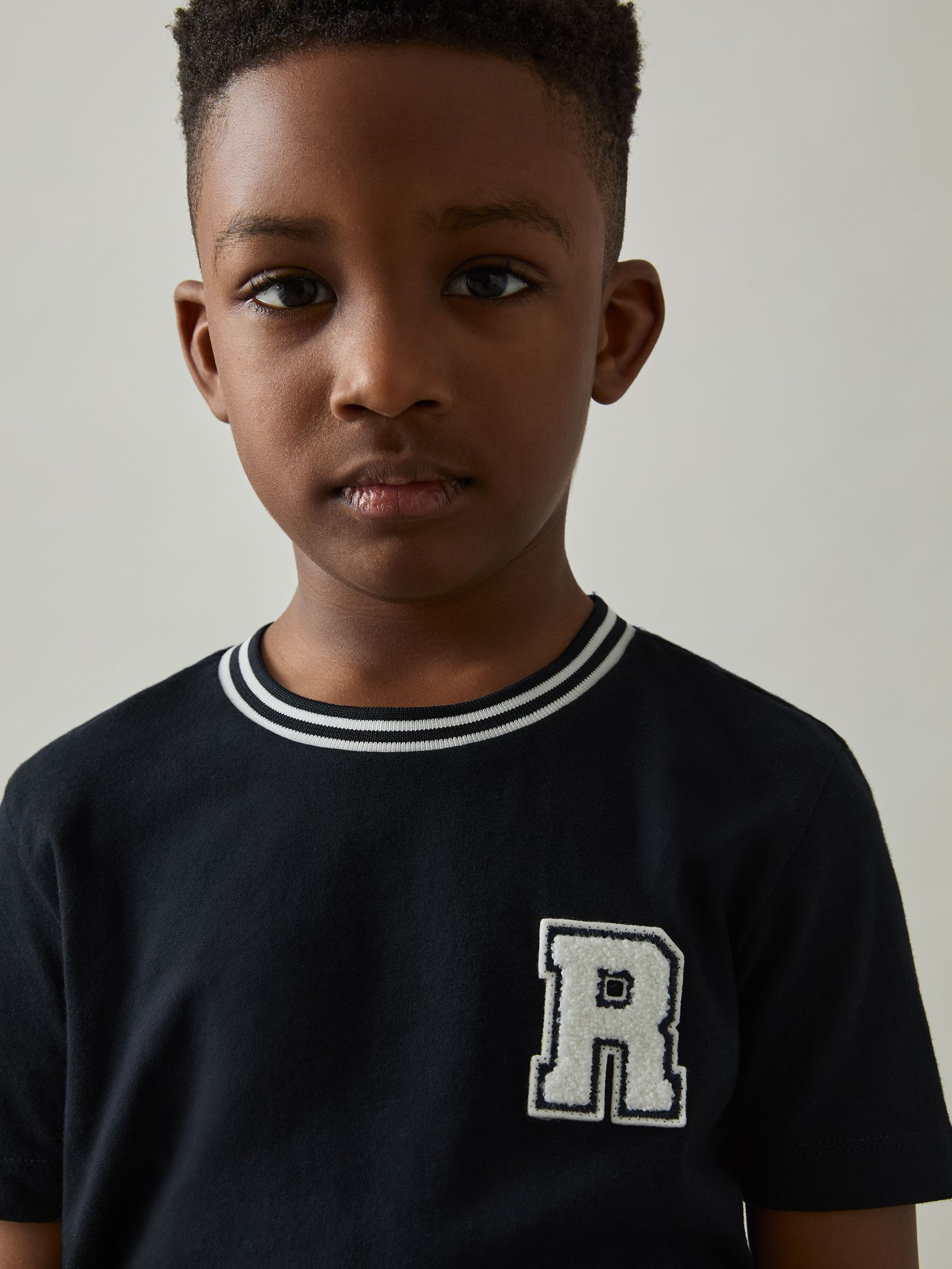 9-13 yrs Cotton Letter-Patch T-Shirt in Navy (AP0407) | €25