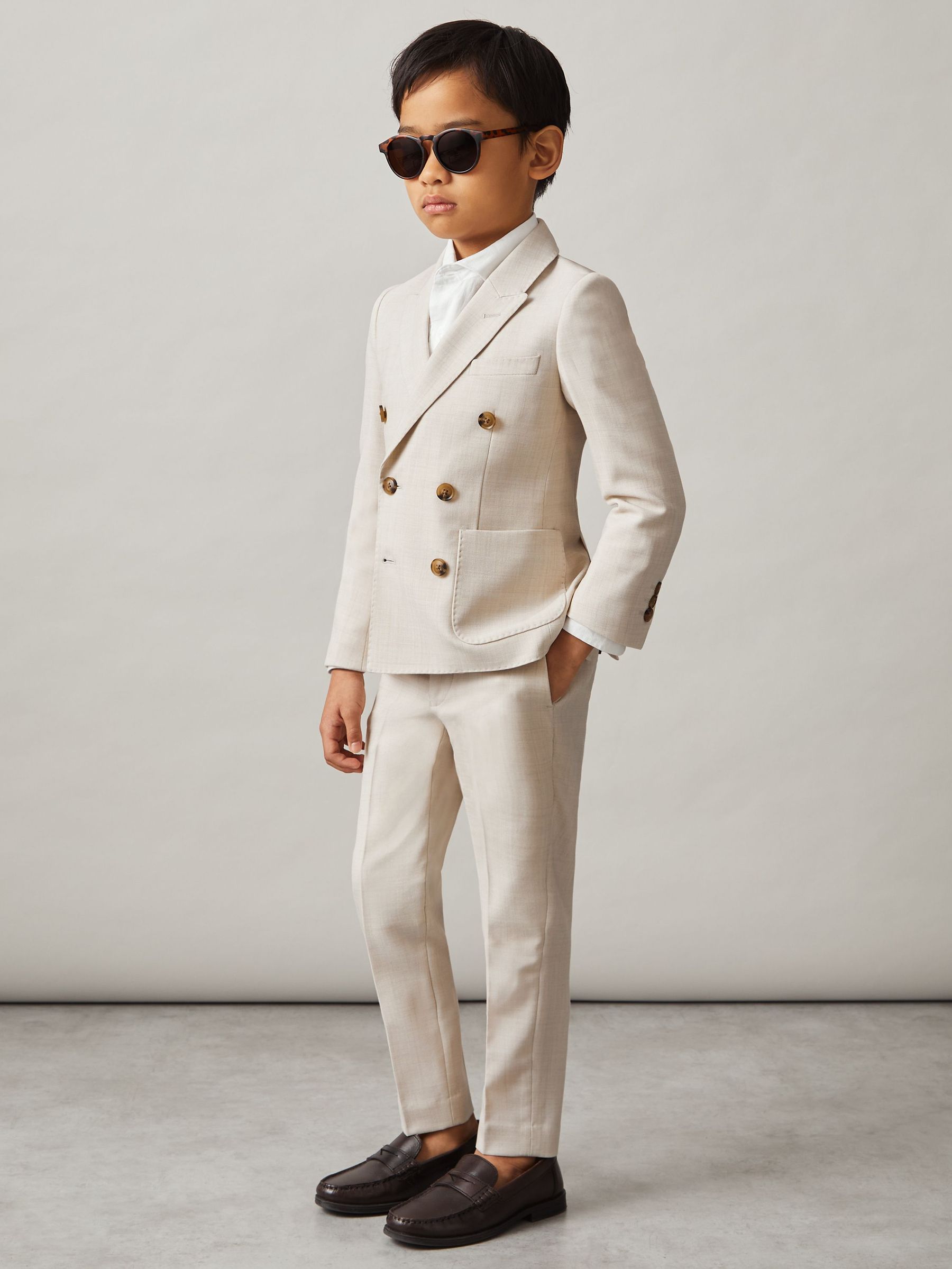 3-9 yrs Slim-Fit Trousers With Wool in Stone (AP0416) | US$60