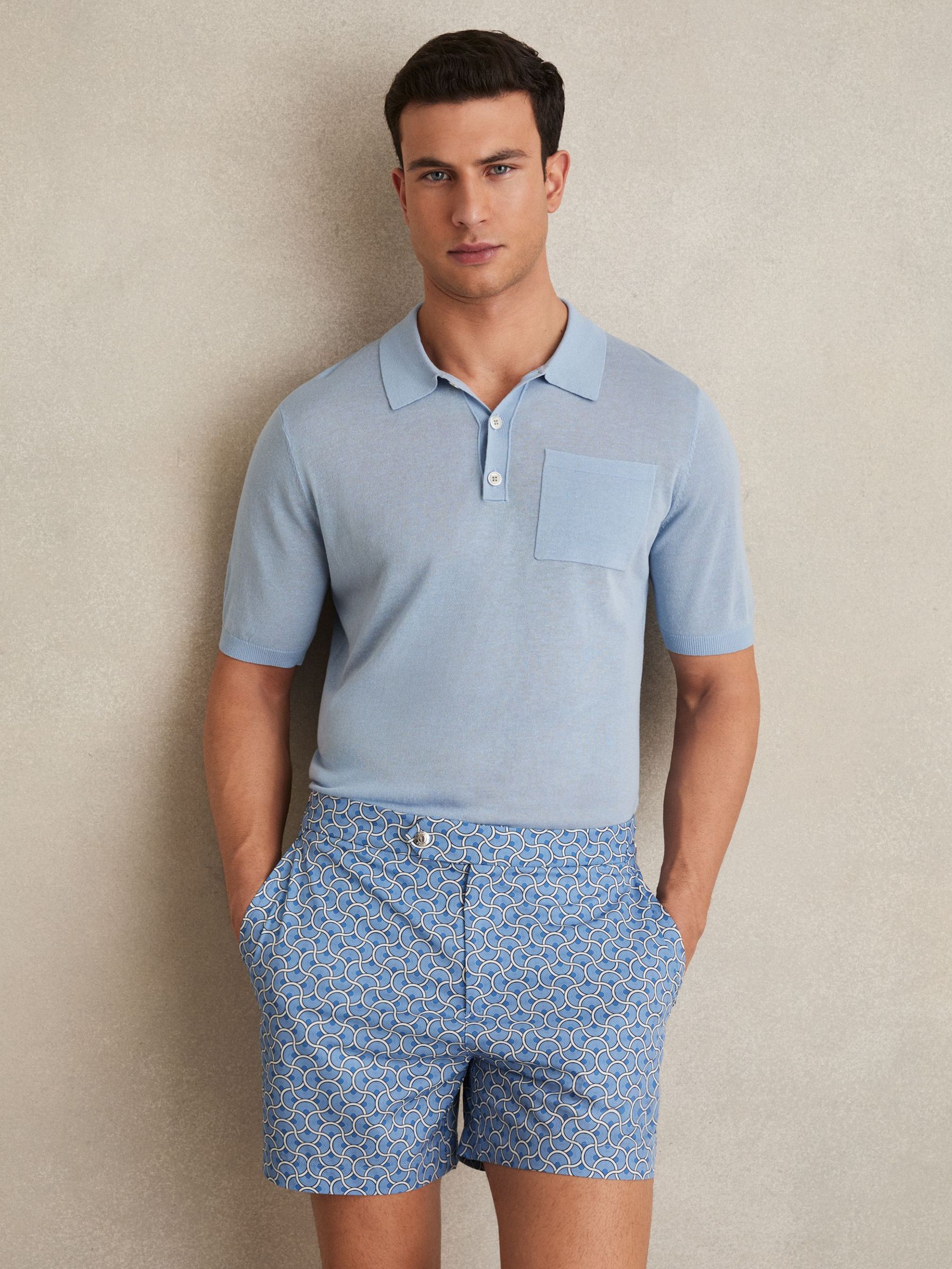 Geometric Print Swim Shorts in French Blue (AP1236) | €95