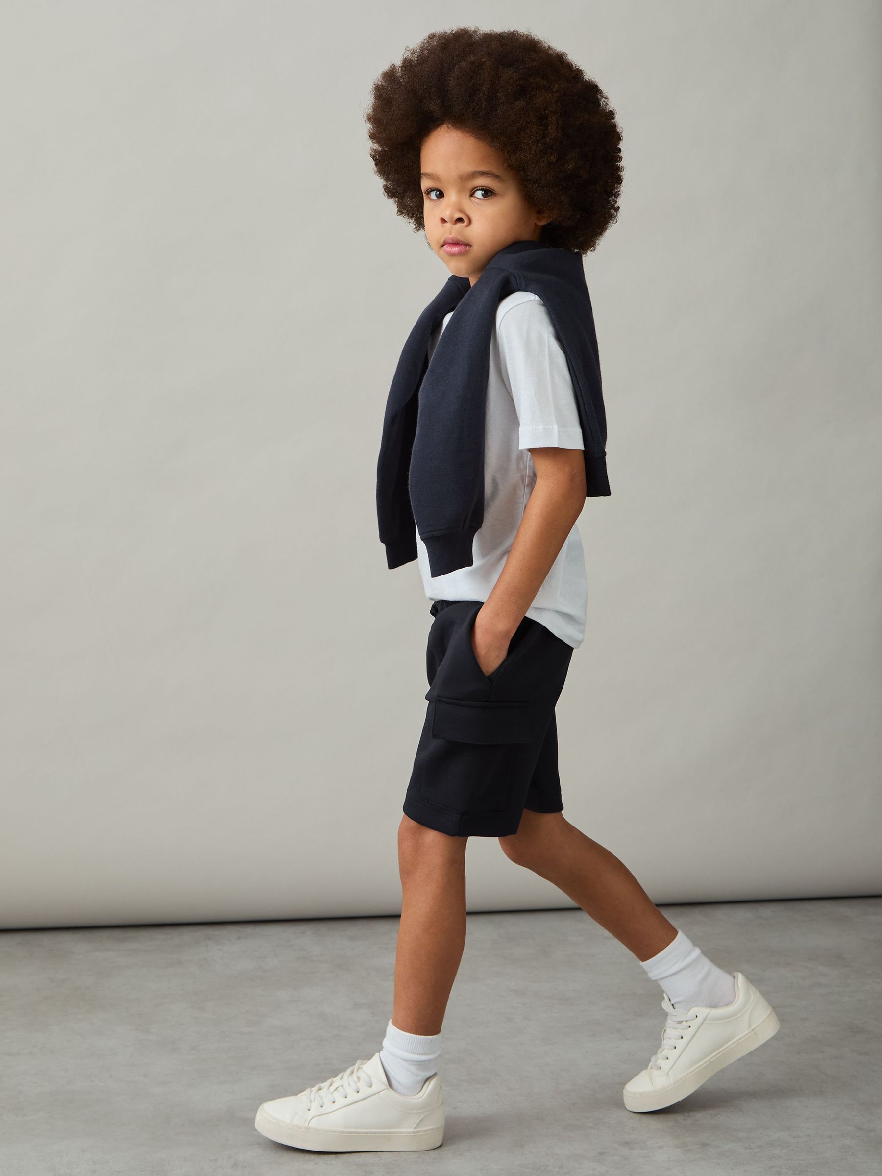Short cargo en jersey interlock 3-9 ans, bleu marine (AP1237) | 40 €