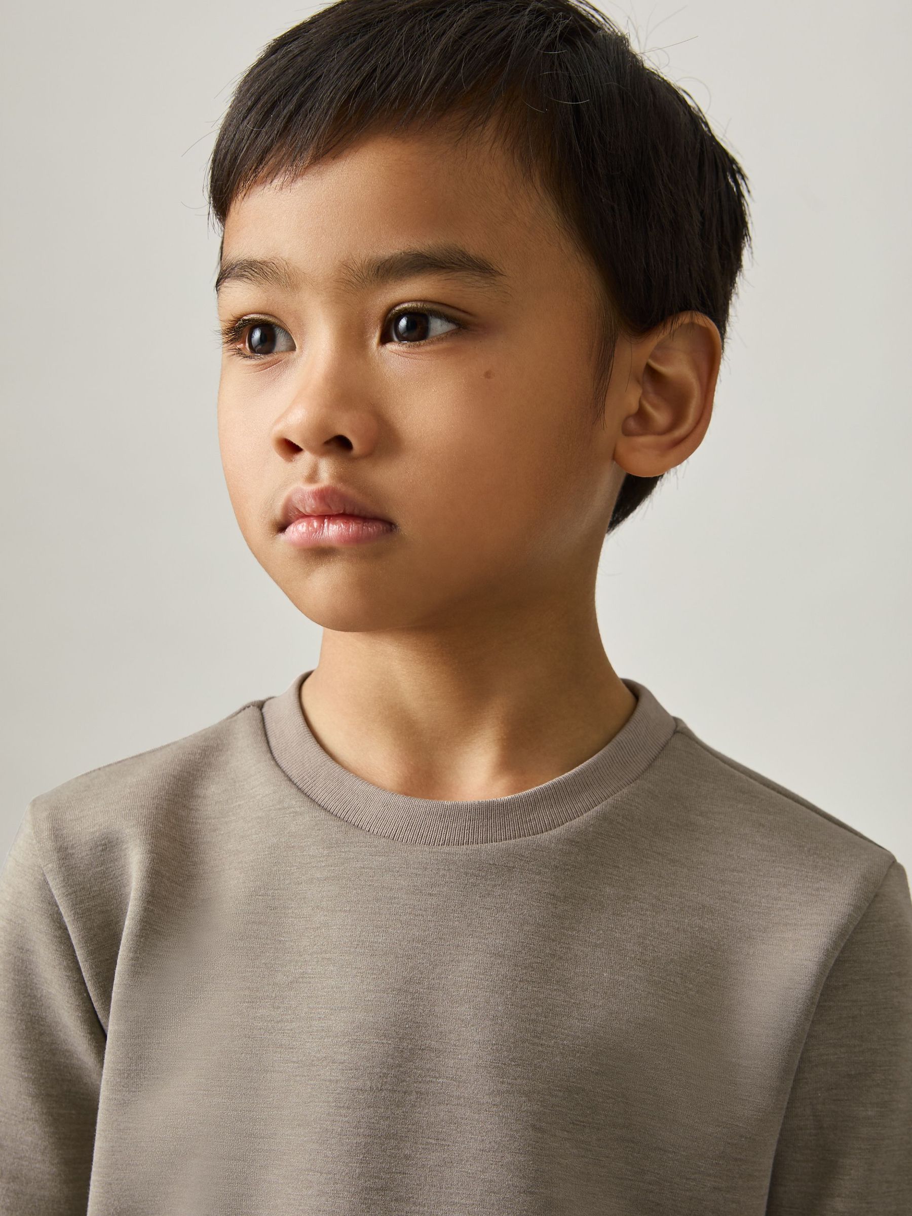 T-shirt à col ras du cou en jersey interlock 9-13 ans, marron taupe (AP1248) | 35 €
