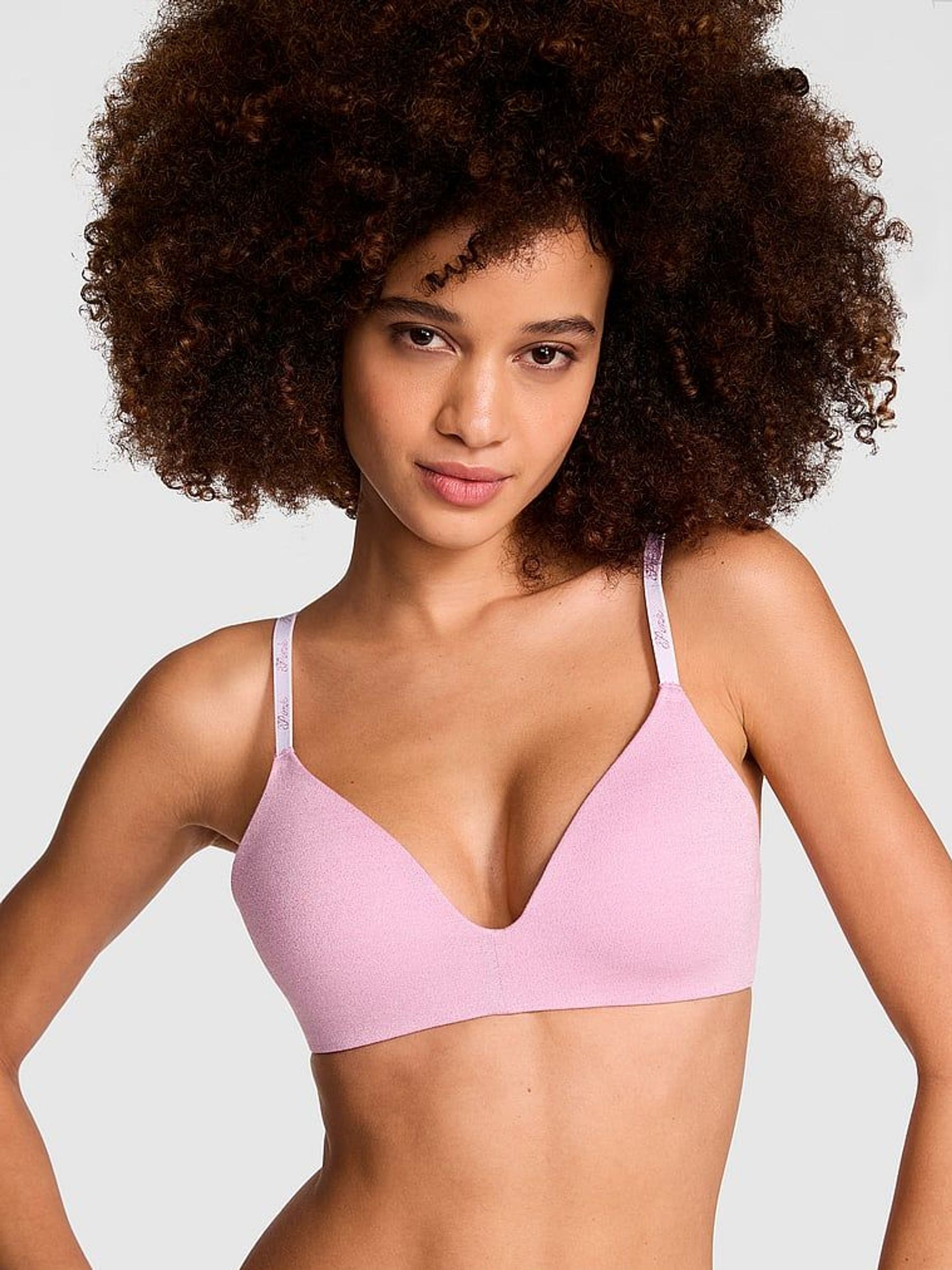 Petal Pink Shine Non Wired Lightly Lined Cotton Logo Bra (AP2791) | €33