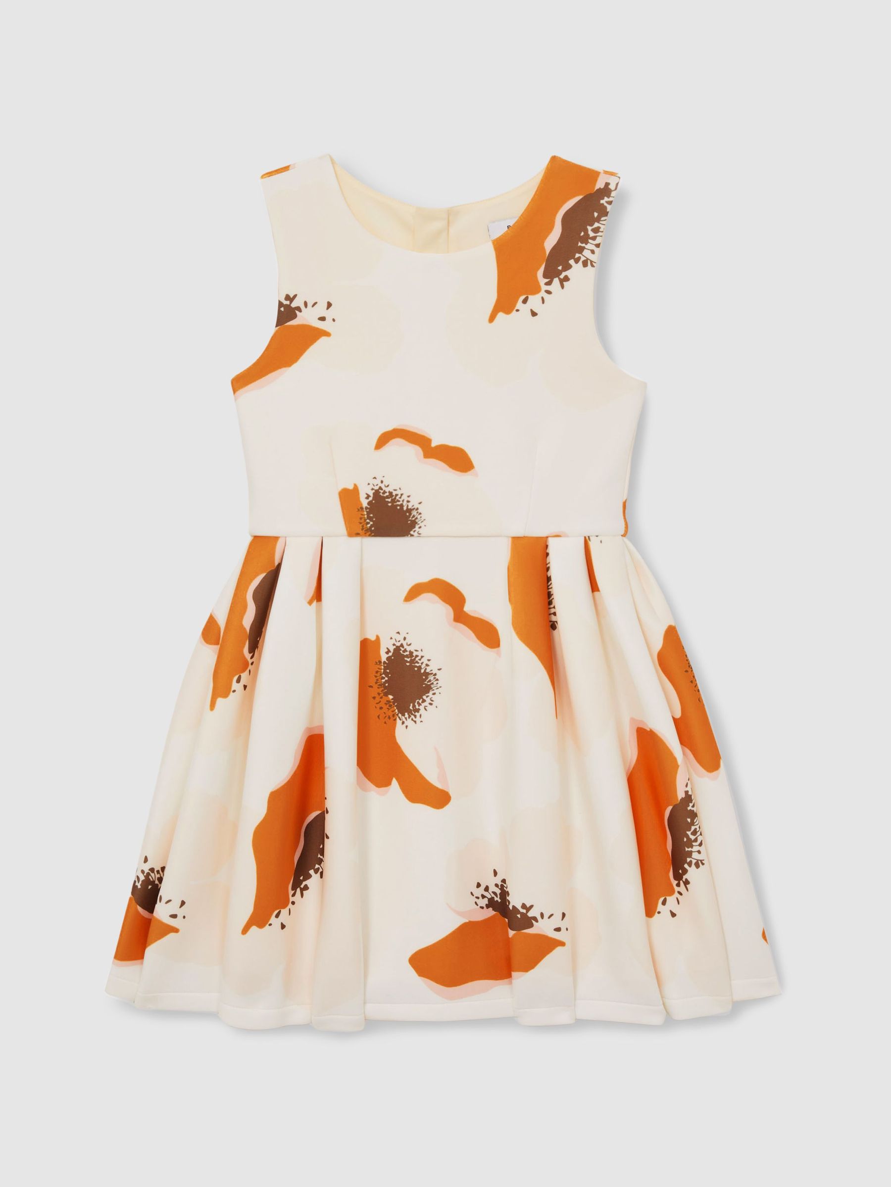 13-14 yrs Floral Scuba Sleeveless Dress in Ivory Print (AP4318) | 300 SAR