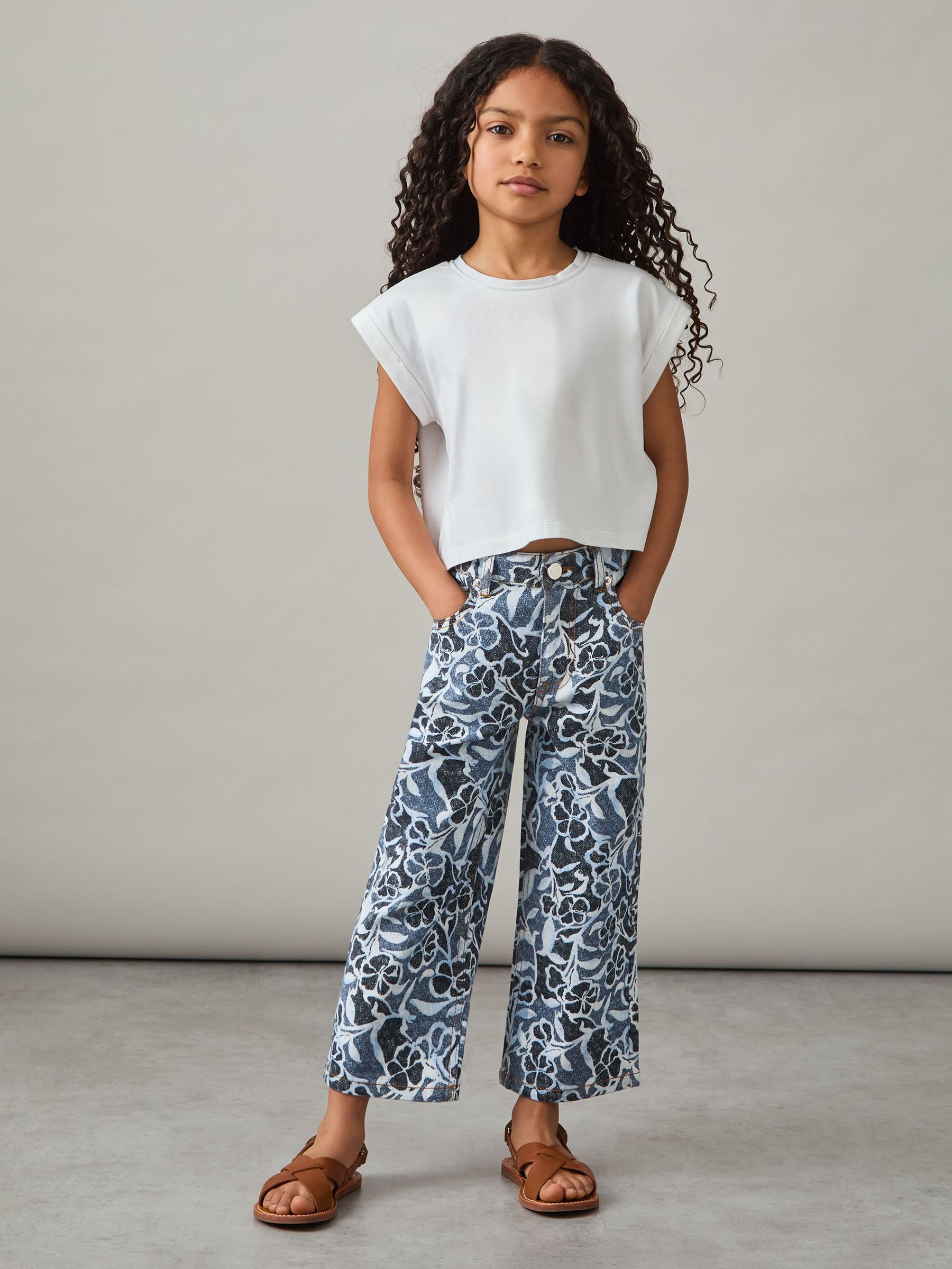4-9 yrs Floral-Print Straight-Leg Jeans in Blue (AP4323) | €70
