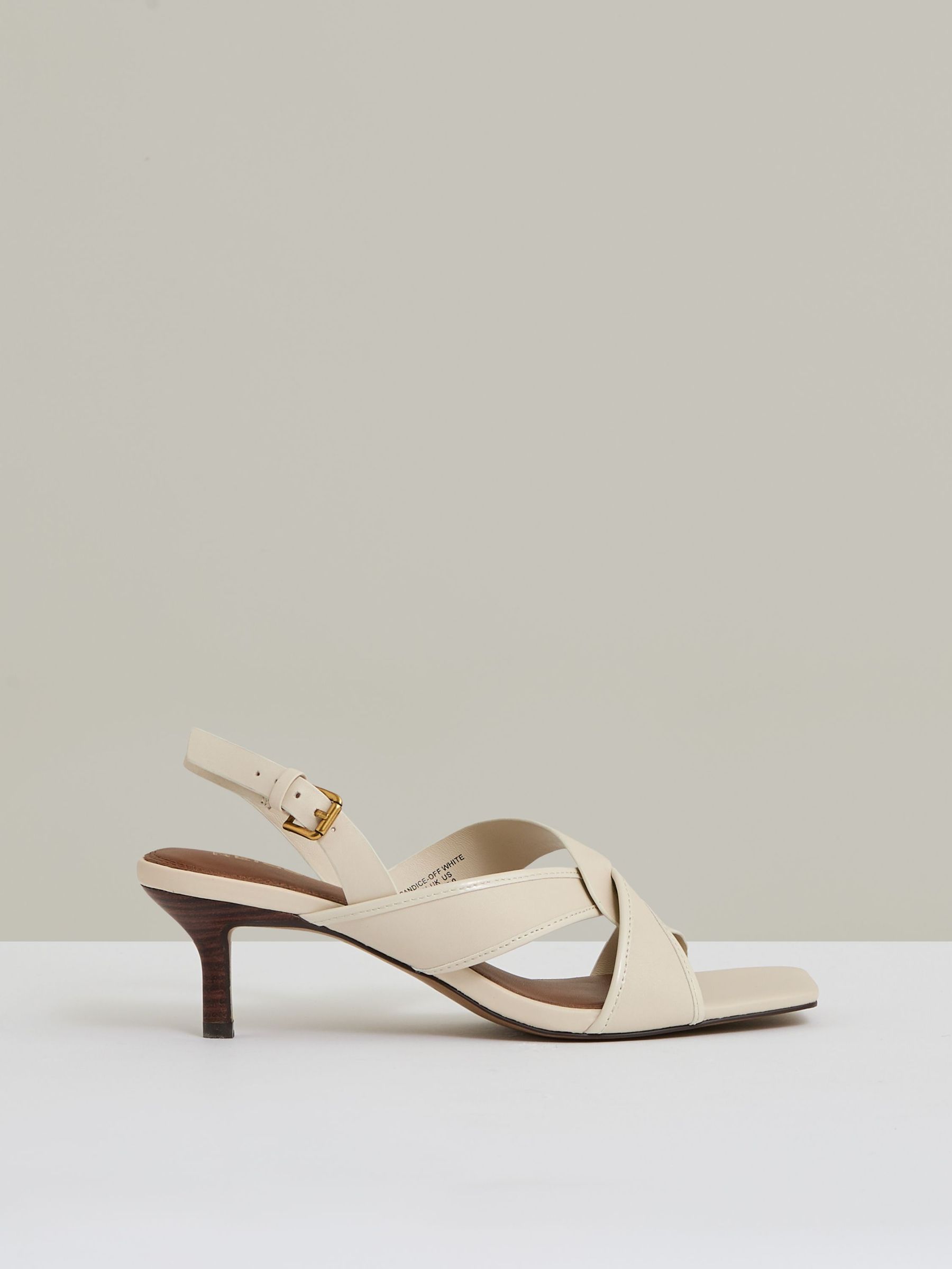 Leather Link-Strap Low-Heel Sandals in Off White (AP4329) | US$265