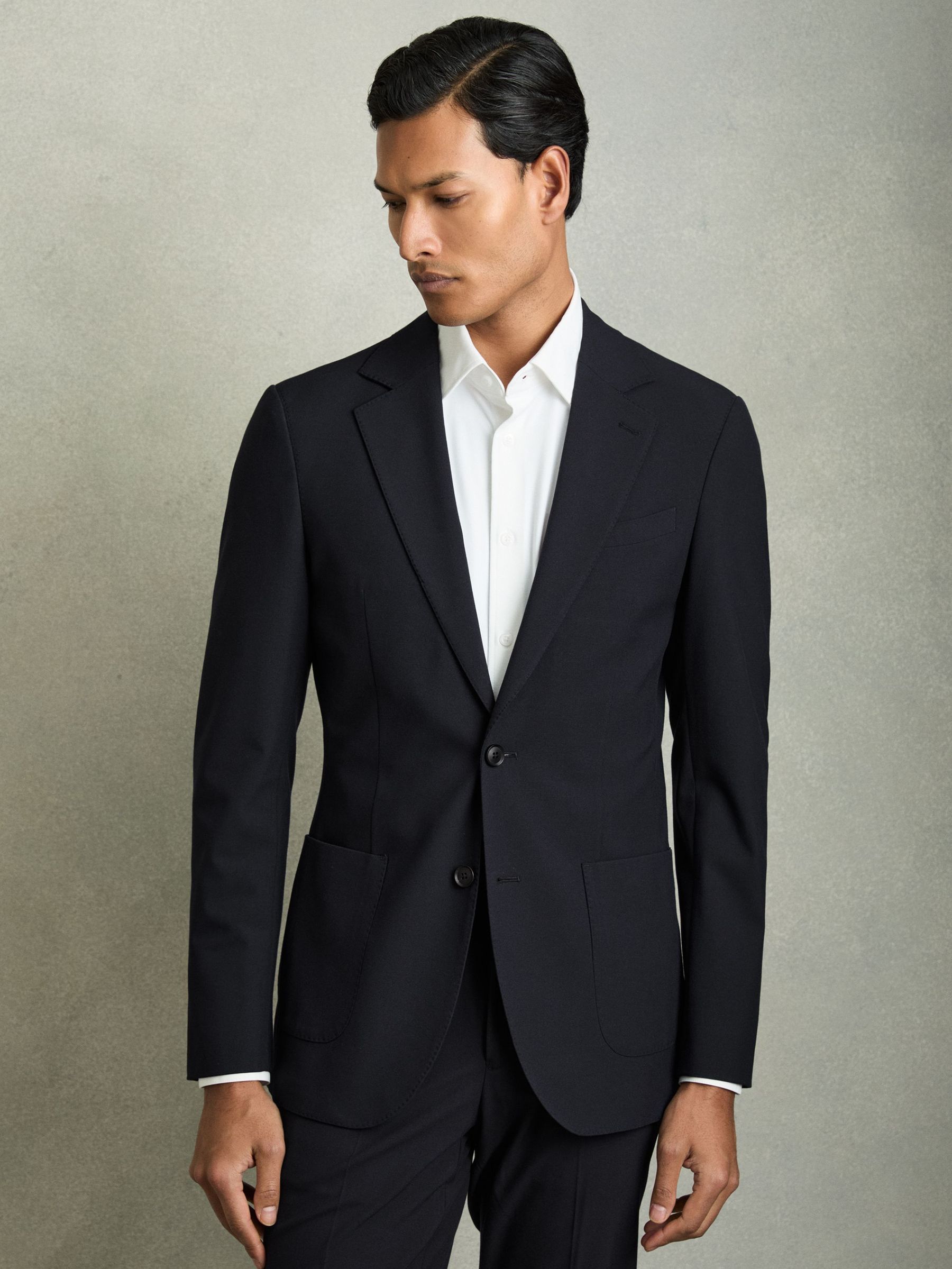 Single-Breasted Stretch Suit Blazer Slim-Fit in Navy (AP4336) | 345 €