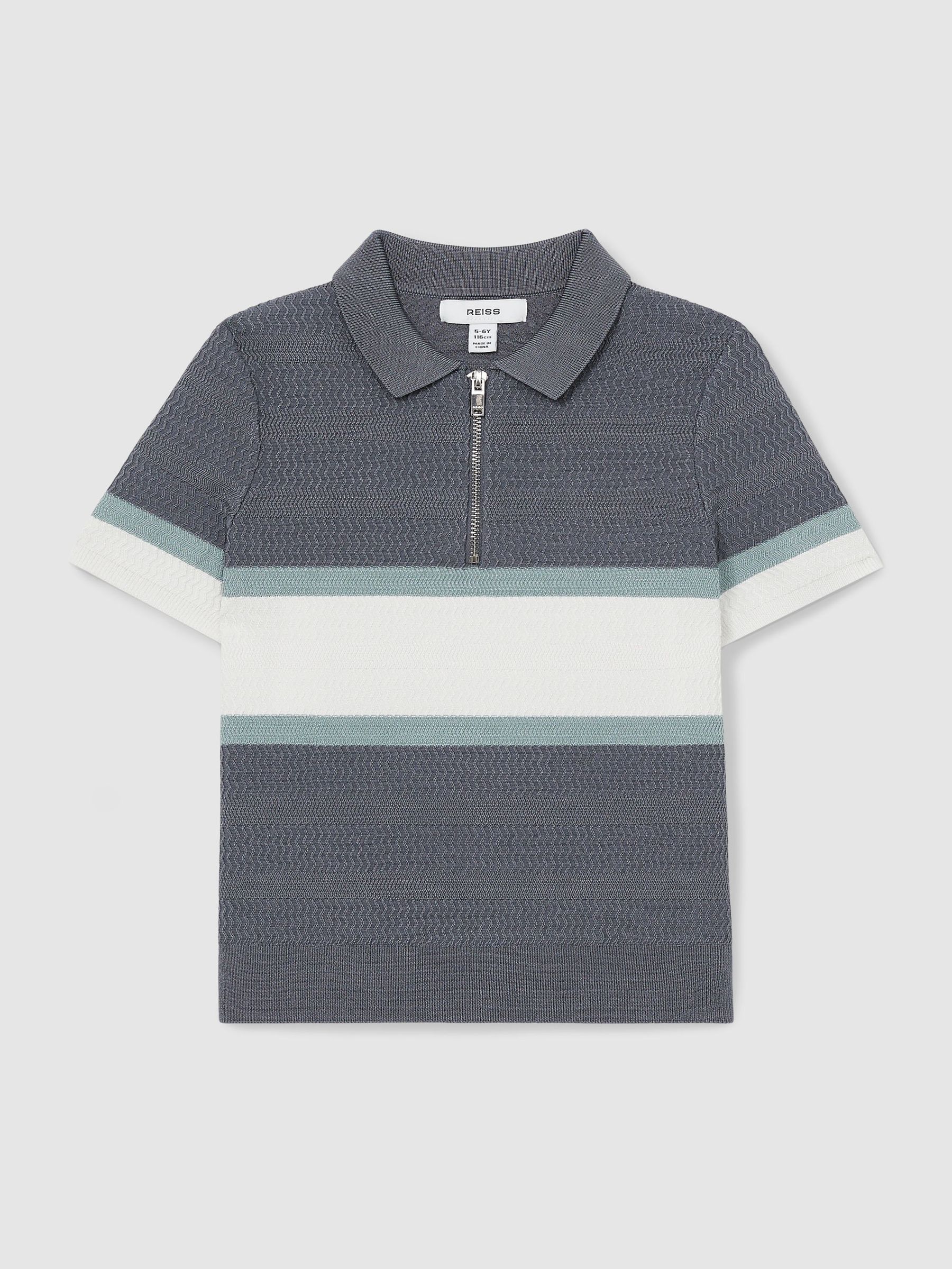 13-14 yrs Textured Colour-Block Polo Shirt in Airforce Blue (AP4337) | CHF 60