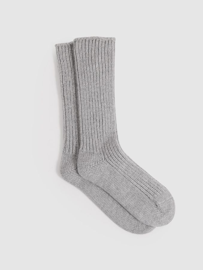 Rib-Knit Socks With Cashmere in Grey (AP4477) | US$30