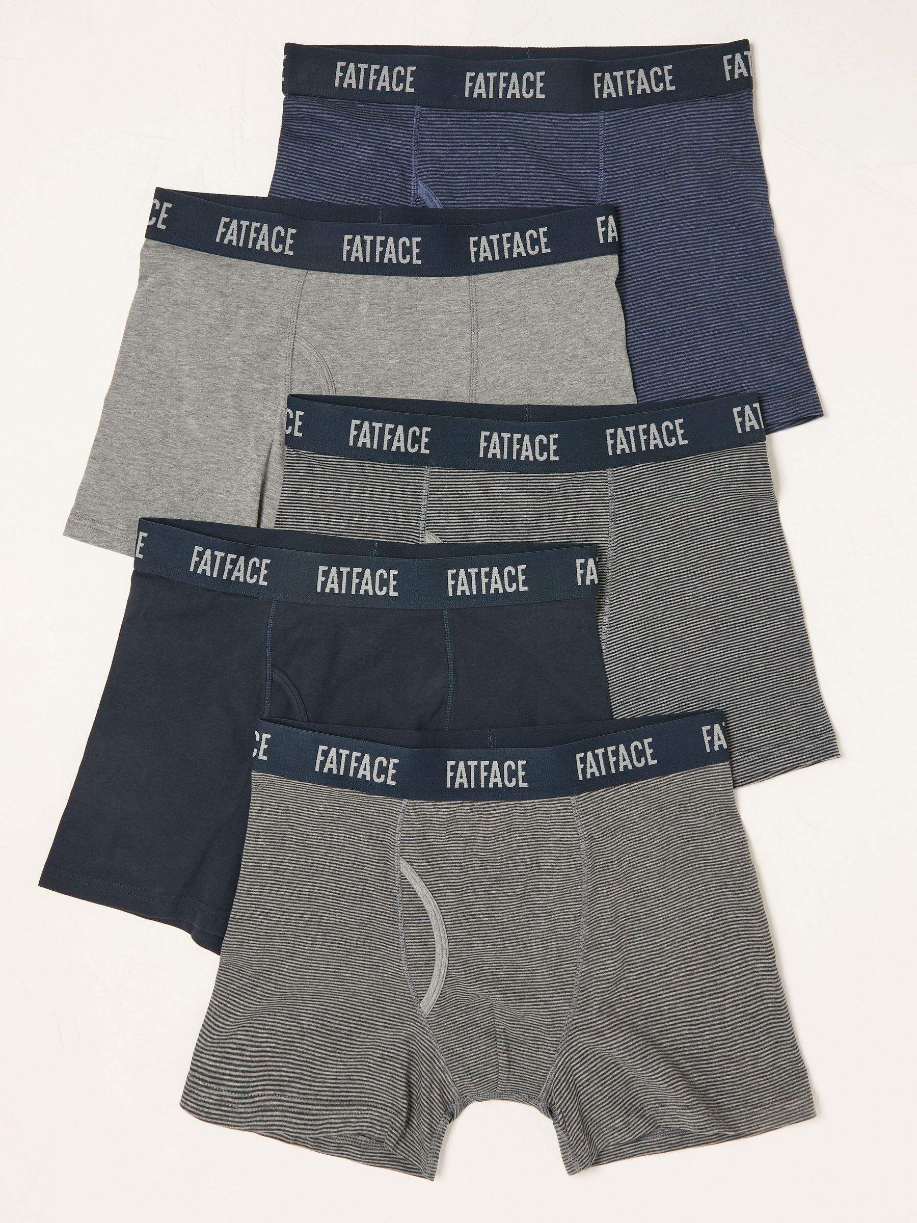 Navy Grey Stripe Boxers 5 Pack (AP4576) | €50