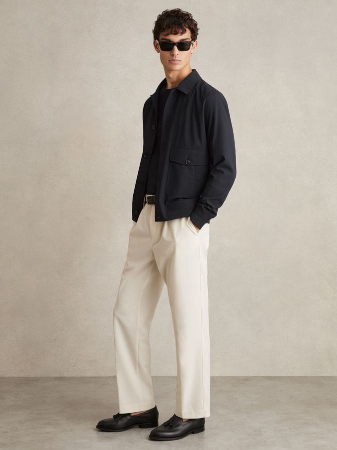 Textured Blouson Jacket in Navy (AP4613) | CA$475