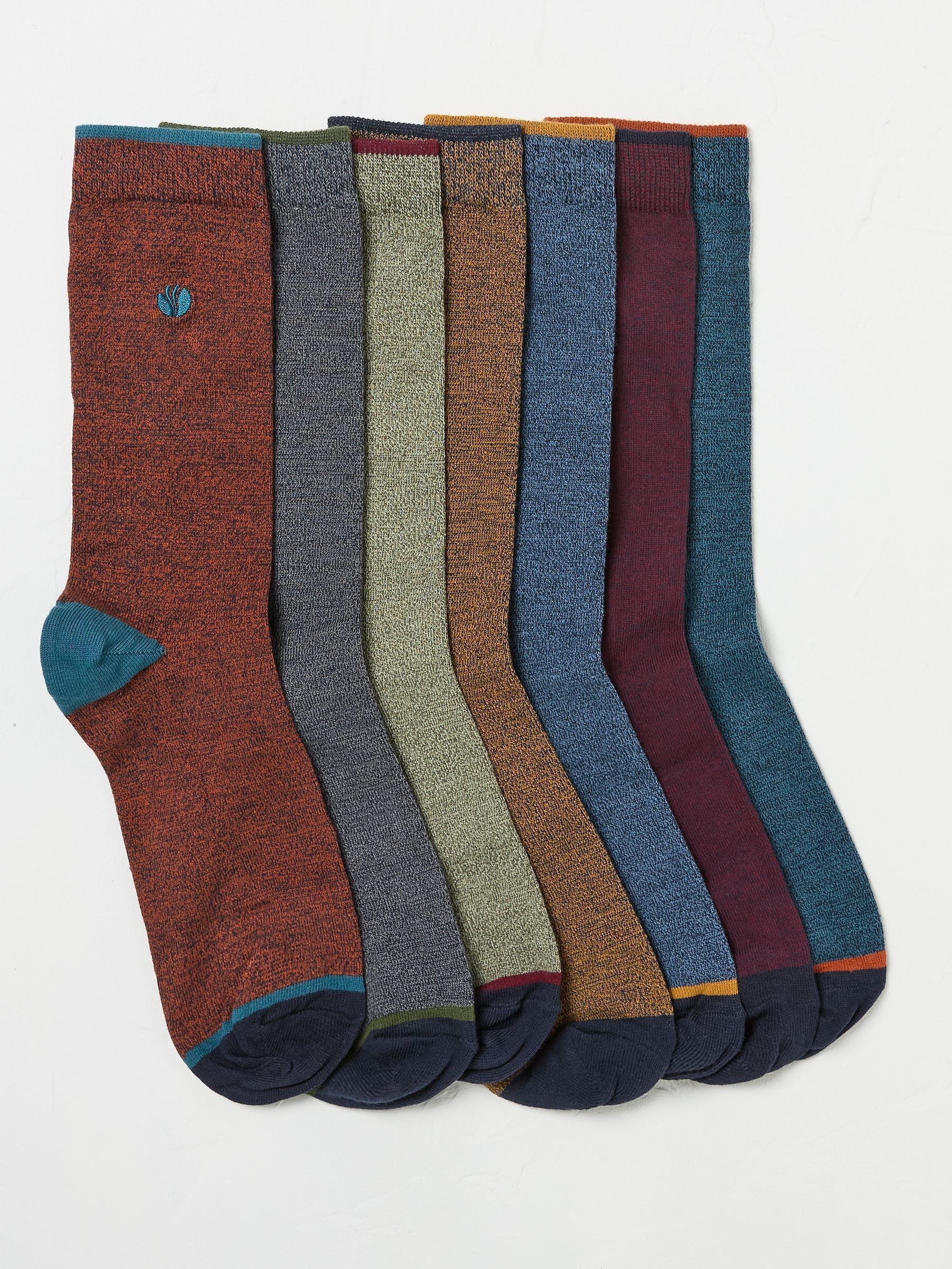 Multi 7 Pairs of Plain Socks (AP4615) | $42