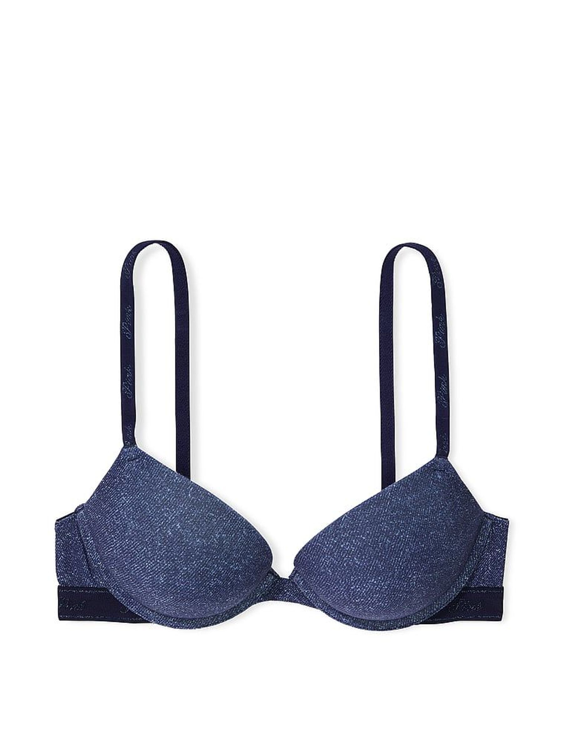Dark Blue Denim Print Super Push Up Cotton Logo Bra (AP6185) | €33