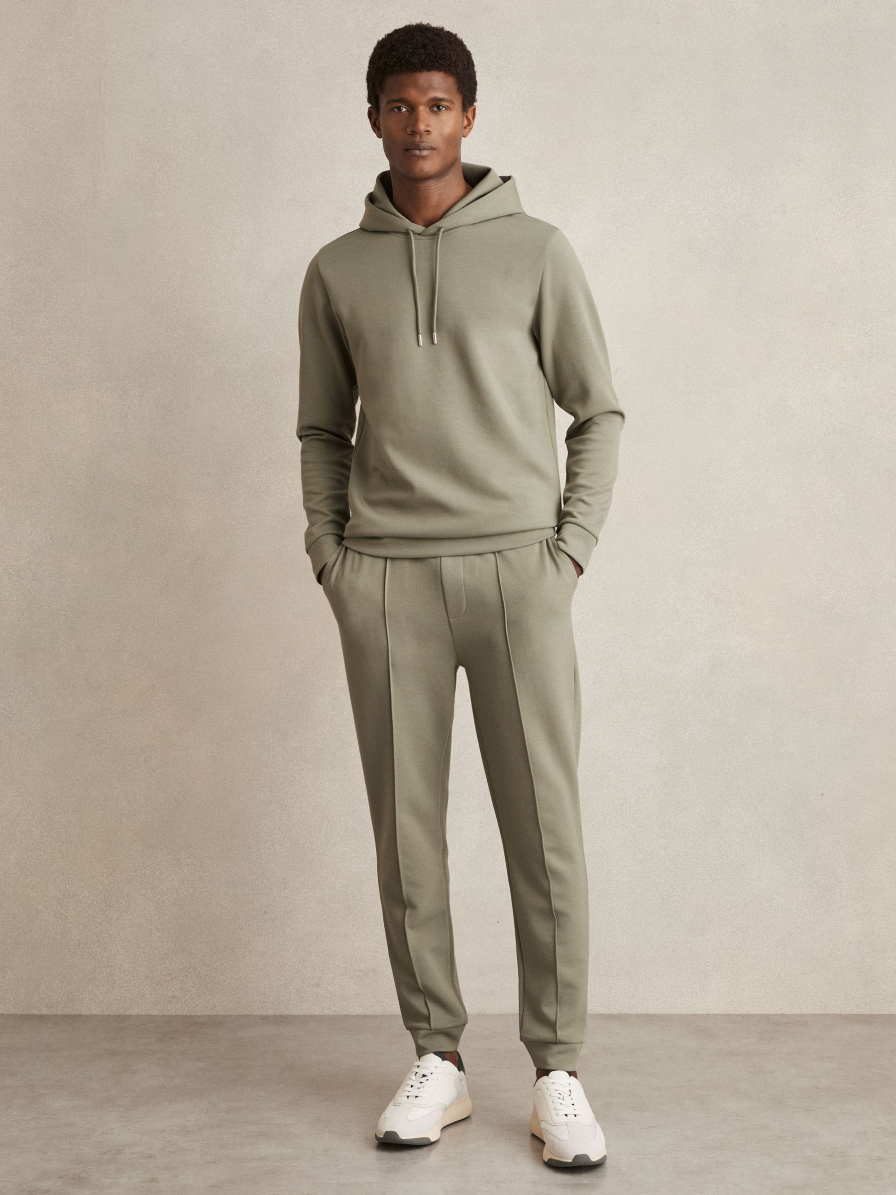 Interlock Jersey Drawstring Hoodie in Sage (AP6316) | €170